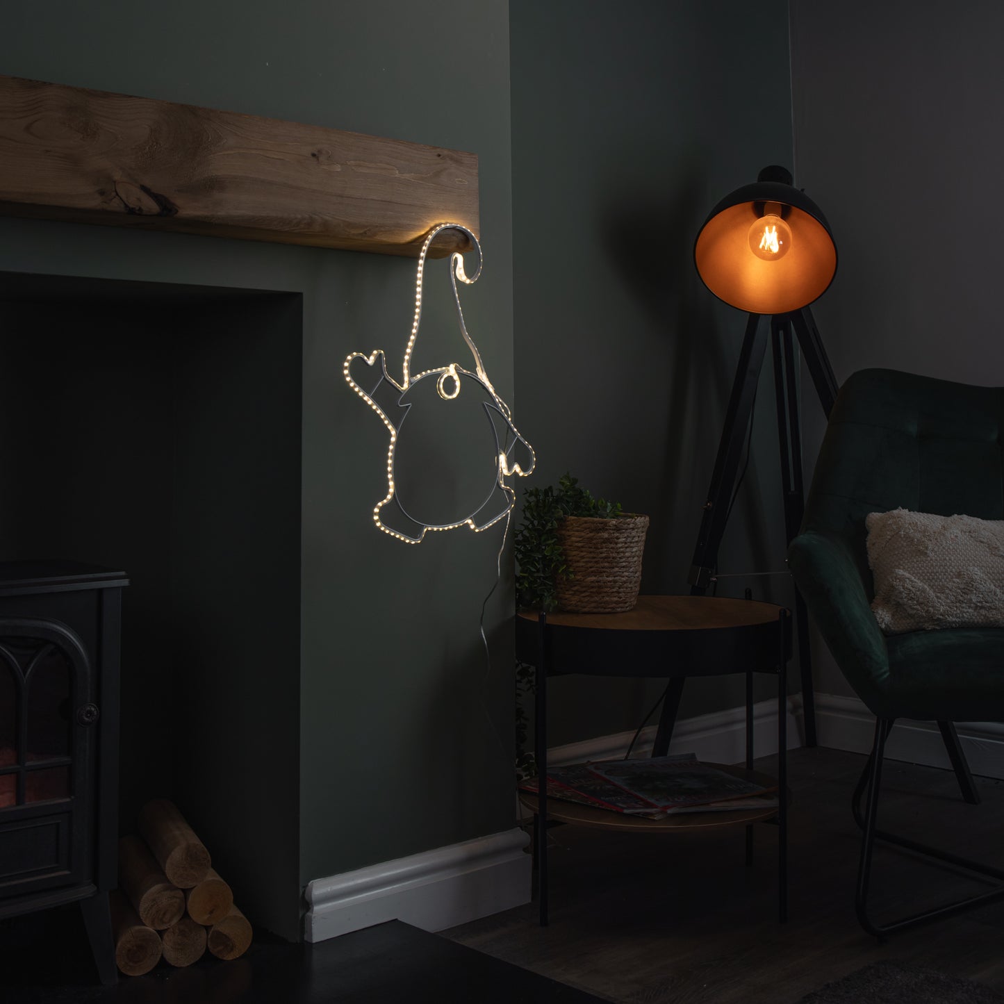 46cm Light up Hanging Christmas Gonk Silhouette with 205 Warm White LEDs