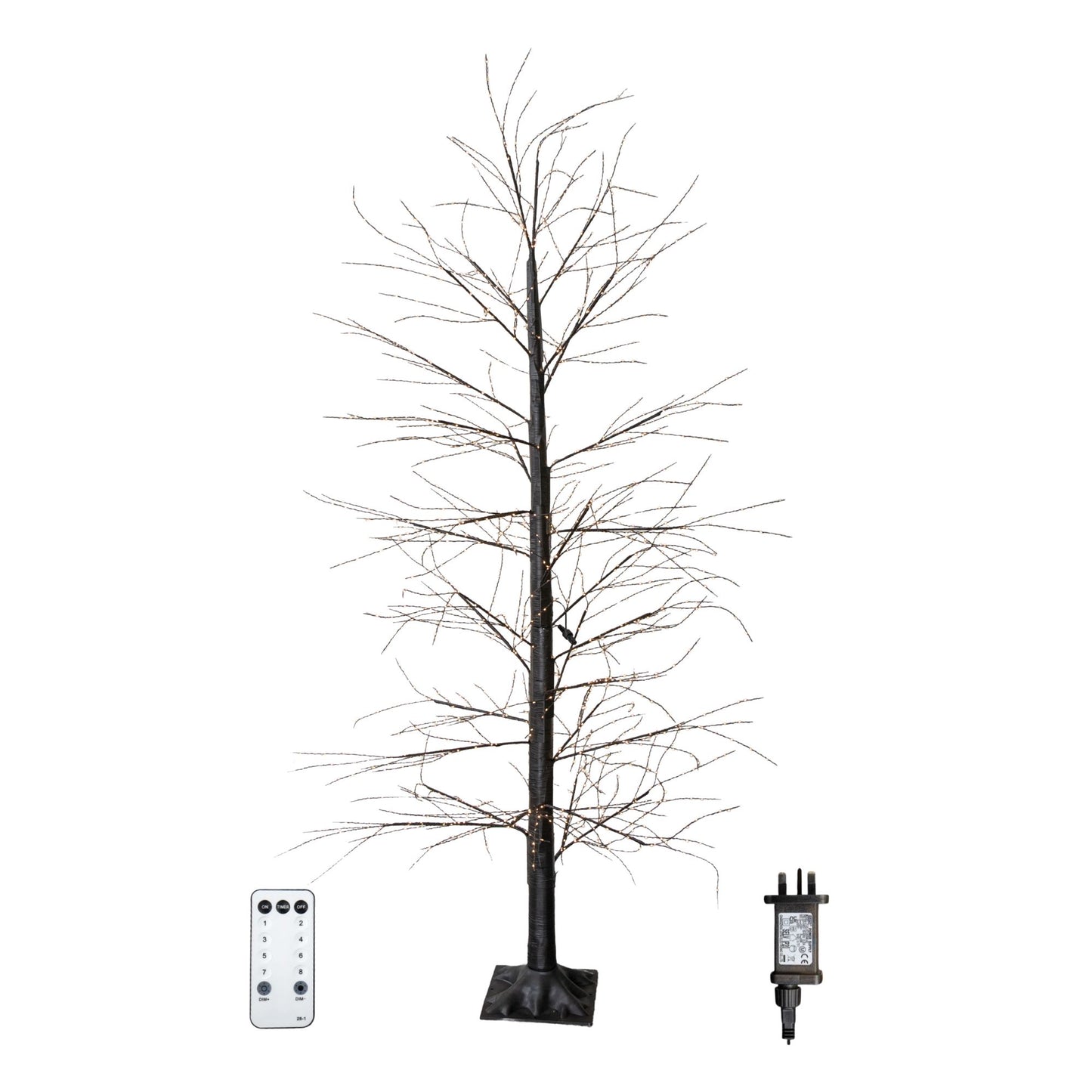 7ft (2.10m) Tall Light up Black Micro Dot Christmas Tree with 1600 Warm White LEDs