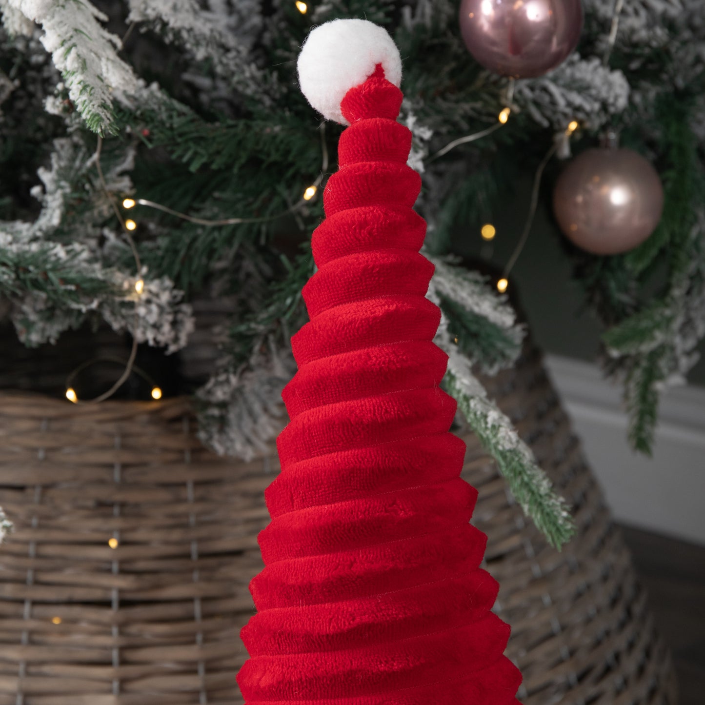 51cm Large Sitting Plush Christmas Gonk with Grooved Hat in Red