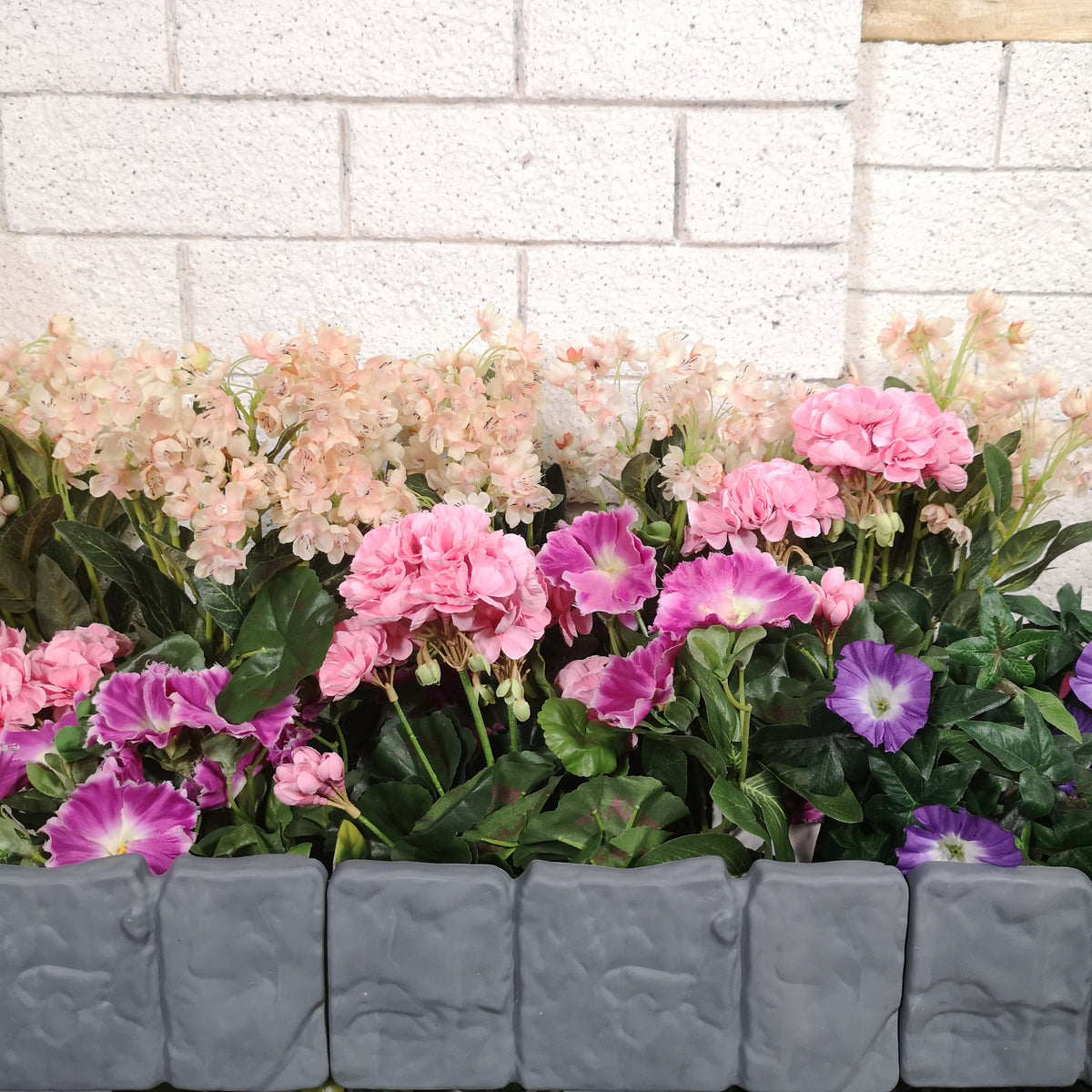 2 x 23cm 10 Piece Grey Cobble Stone Effect Garden Edging Boarder
