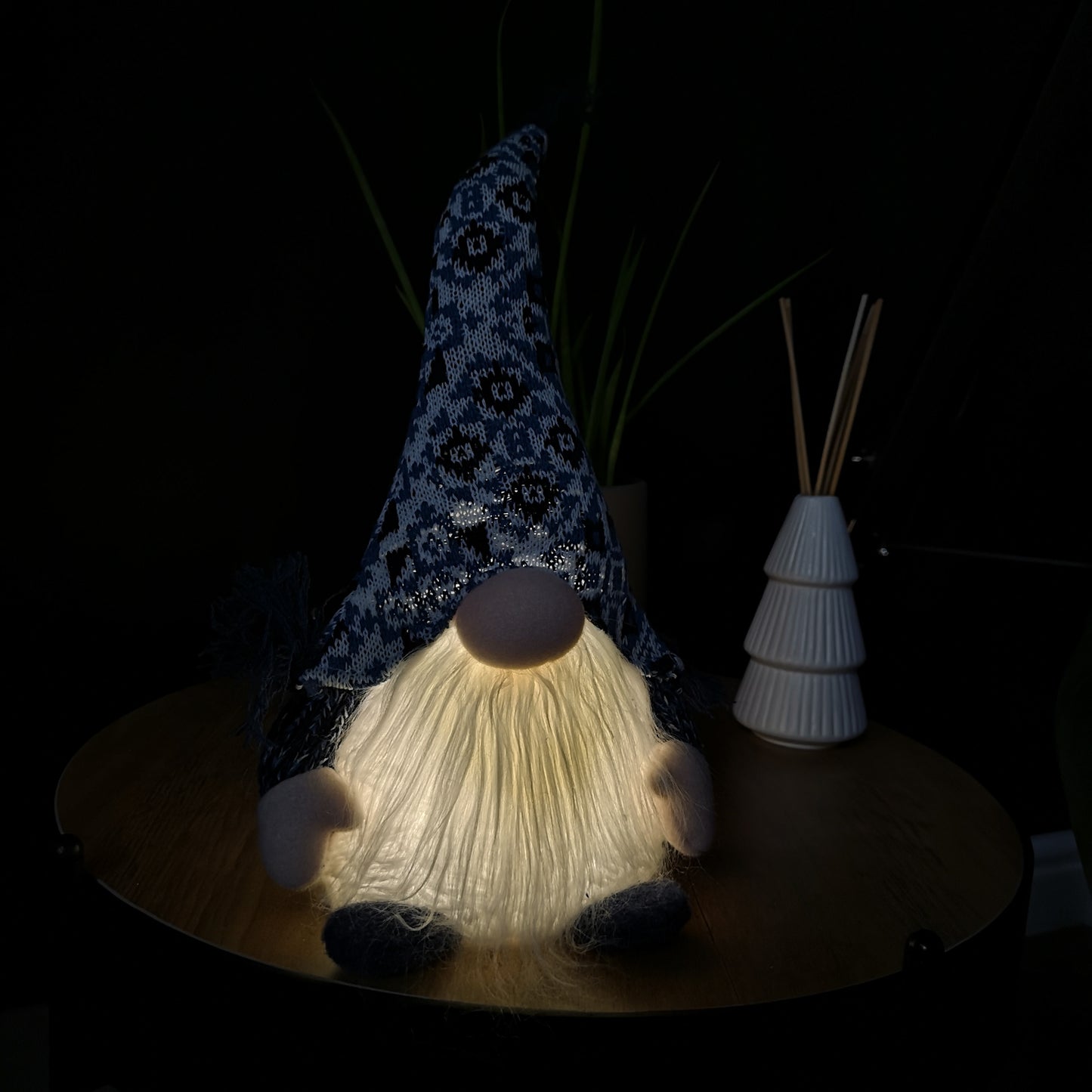 35cm Battery Operated Light up Sitting Christmas Gonk in Light Blue