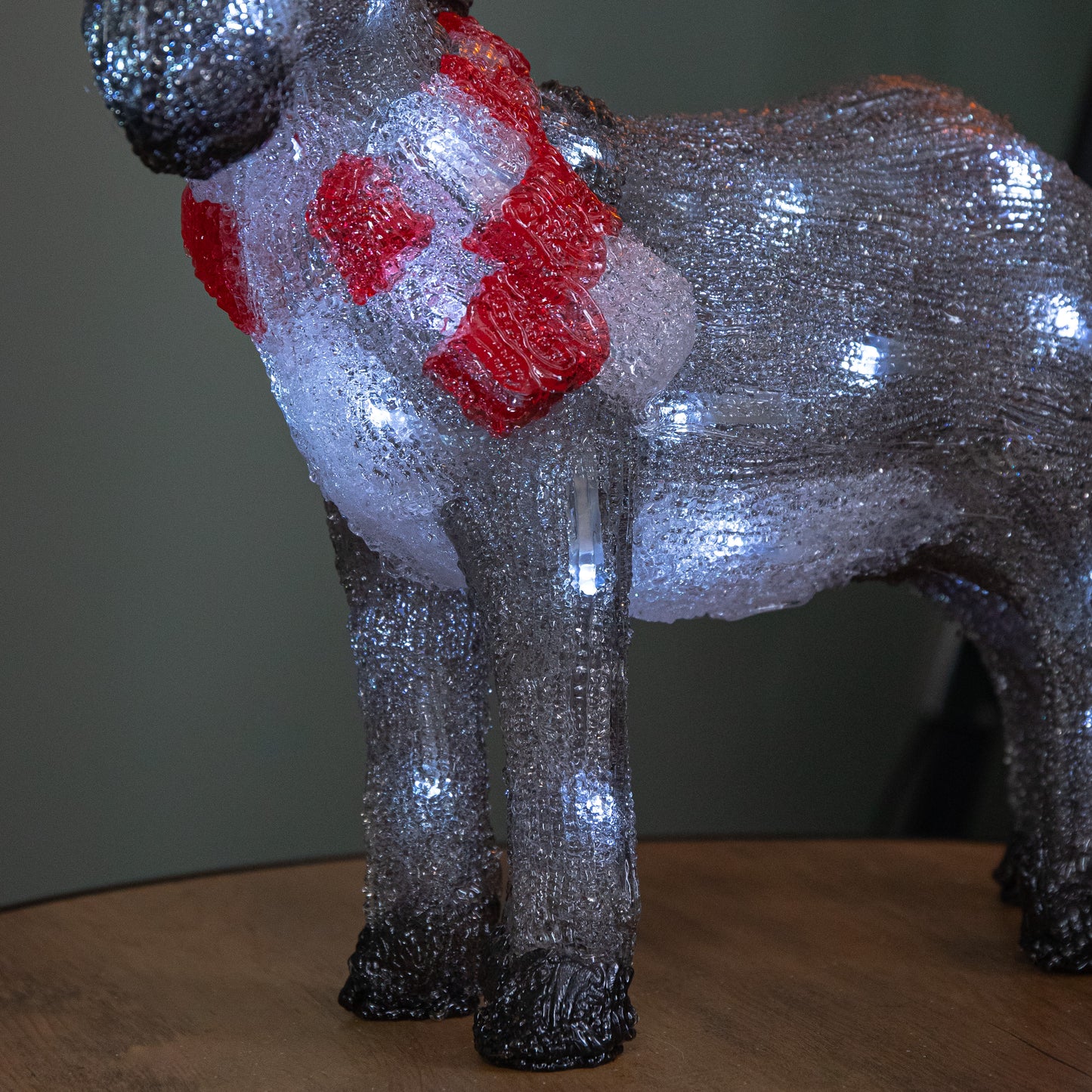 34cm Battery Operated LED Light up Acrylic Christmas Donkey Decoration