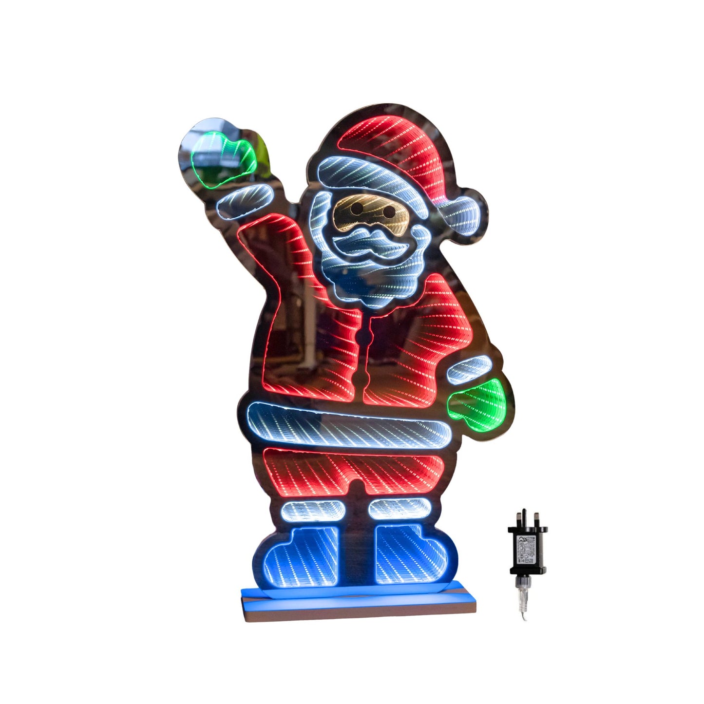 60cm Light up Waving Santa Christmas Infinity Decoration with Multi-Coloured LEDs