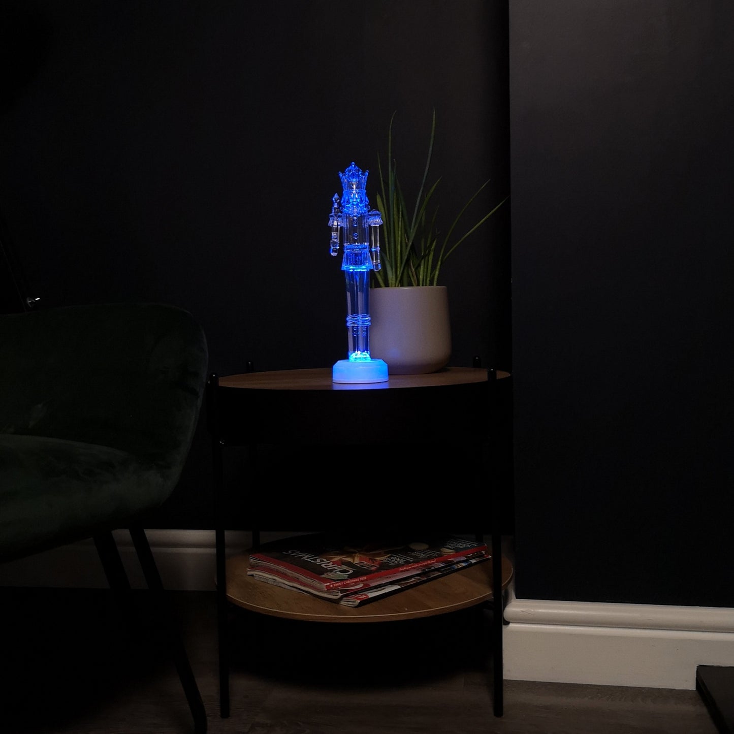 30cm Clear Acrylic Light up Christmas Nutcracker Decoration with Colour Changing LEDs