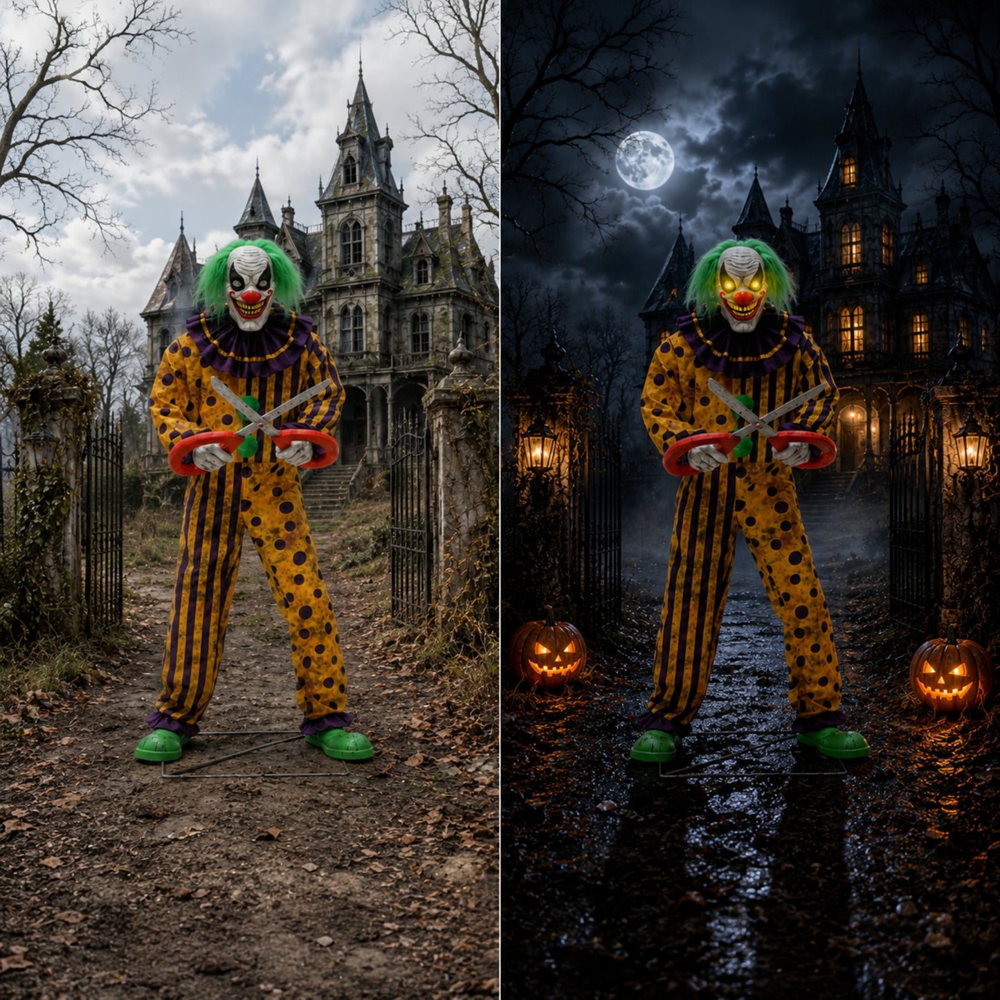 6ft Tall Animated Snippers The Clown Halloween Prop Decoration with LED Eyes