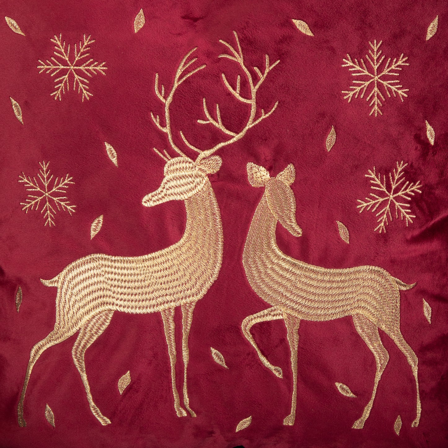 45 x 45cm Soft Fabric Christmas Reindeer Chair Cushion in Ruby Red