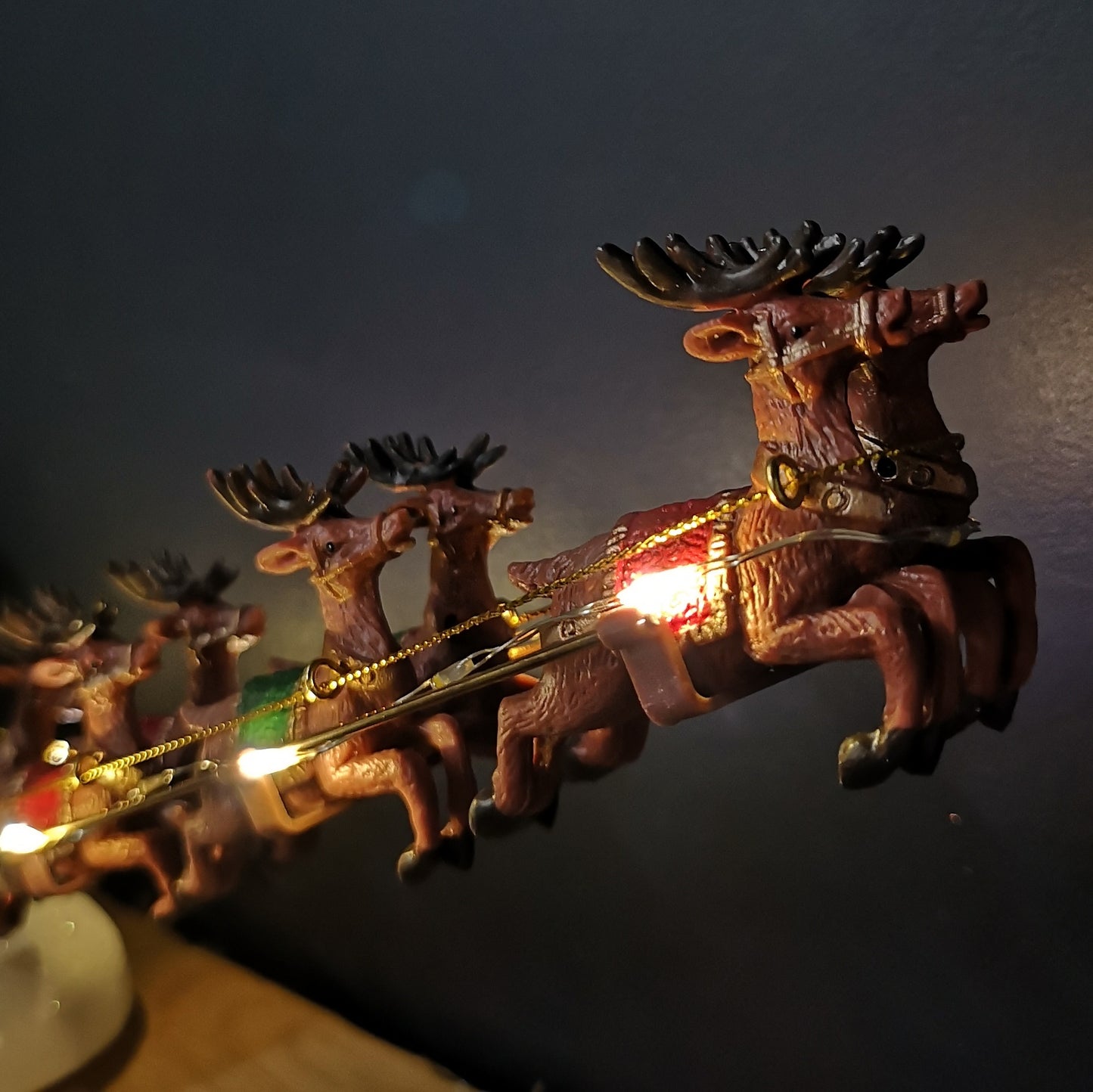 34cm Battery Operated Light up Santa Sleigh with Reindeer Christmas Decoration