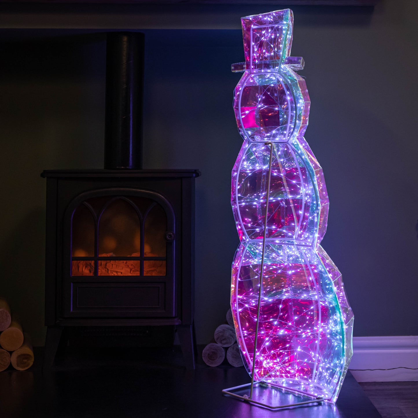 91cm DreamLights Iridescent Christmas Snowman with 400 White LEDs
