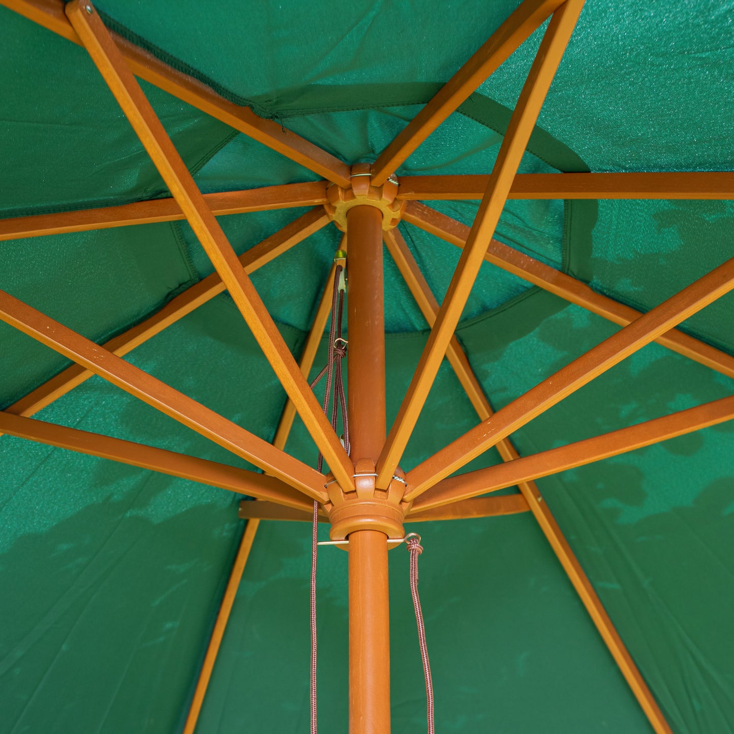 2.7m Outdoor Wooden Garden Parasol Sun Shade with Carry Bag in Green with 9kg Base Included