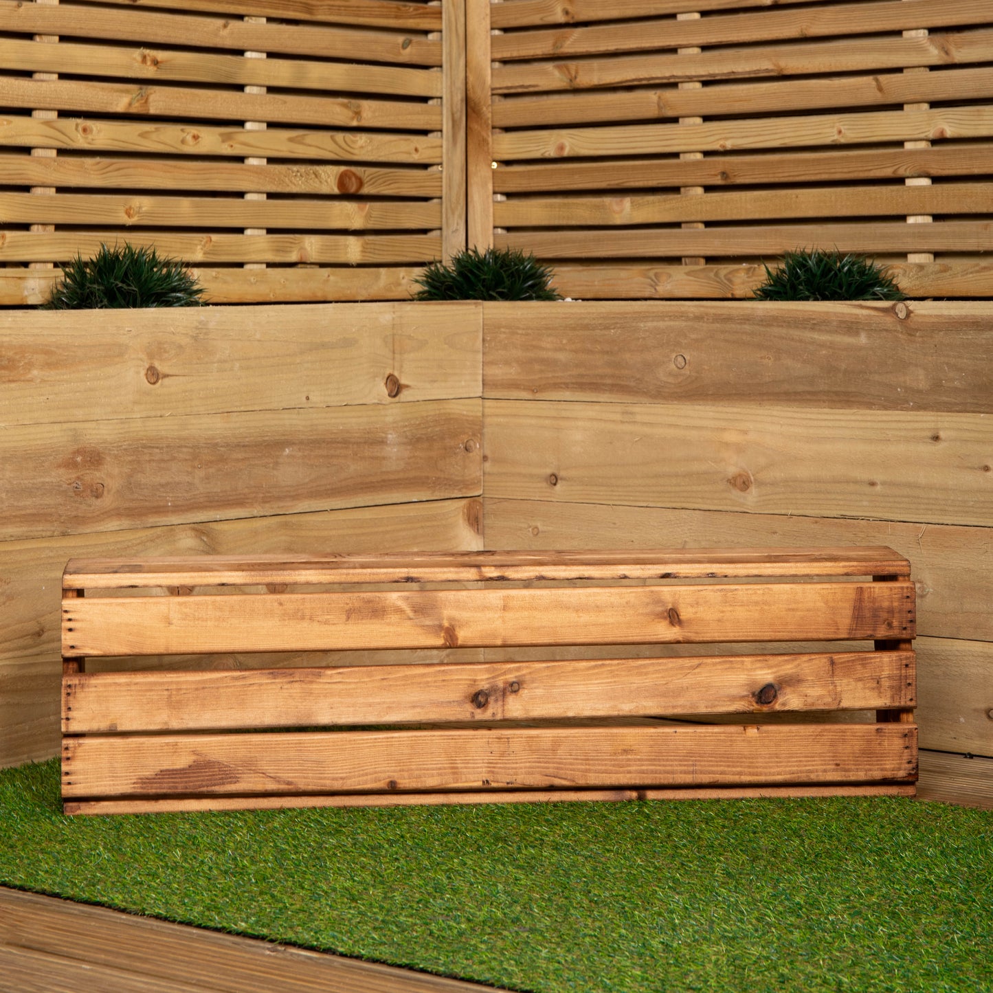 Hand Made 102cm x 28cm x 14cm Rustic Wooden Garden Window Trough Flower Planter