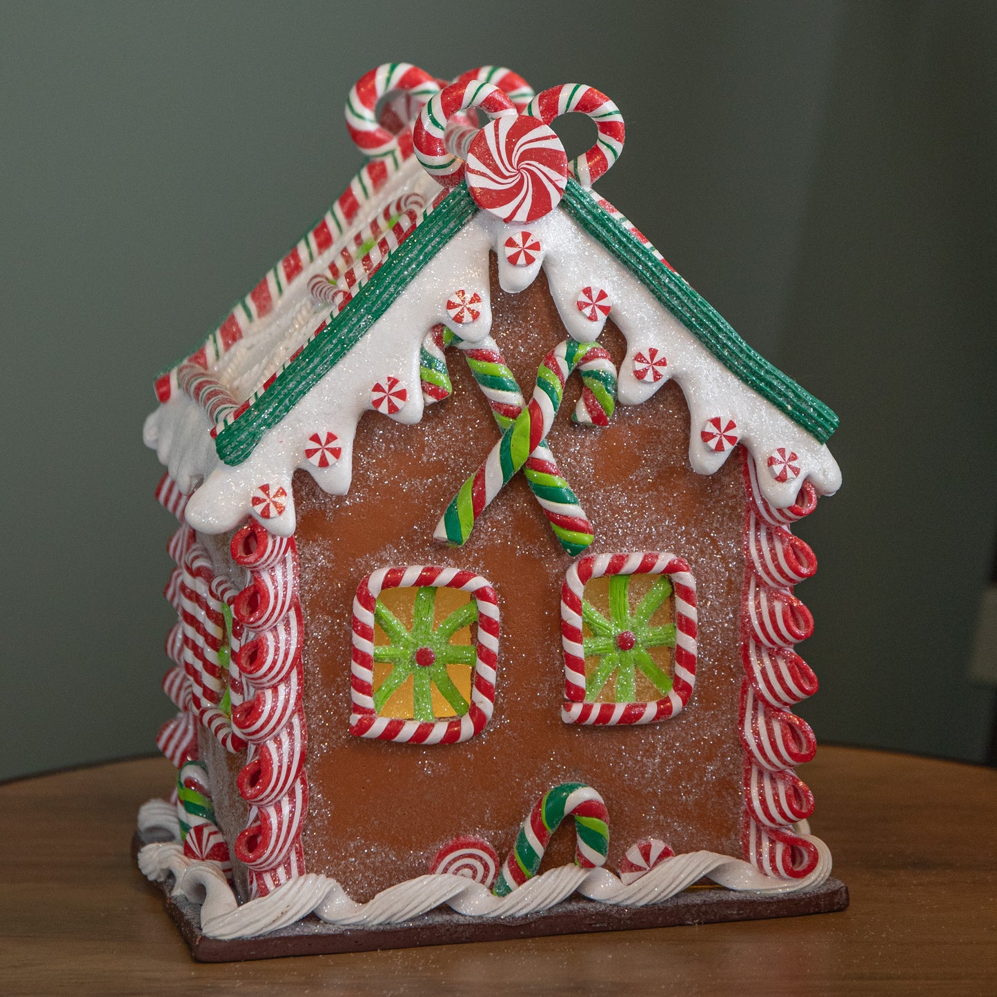 23cm Battery Operated LED Christmas Gingerbread Candy Chalet Decoration