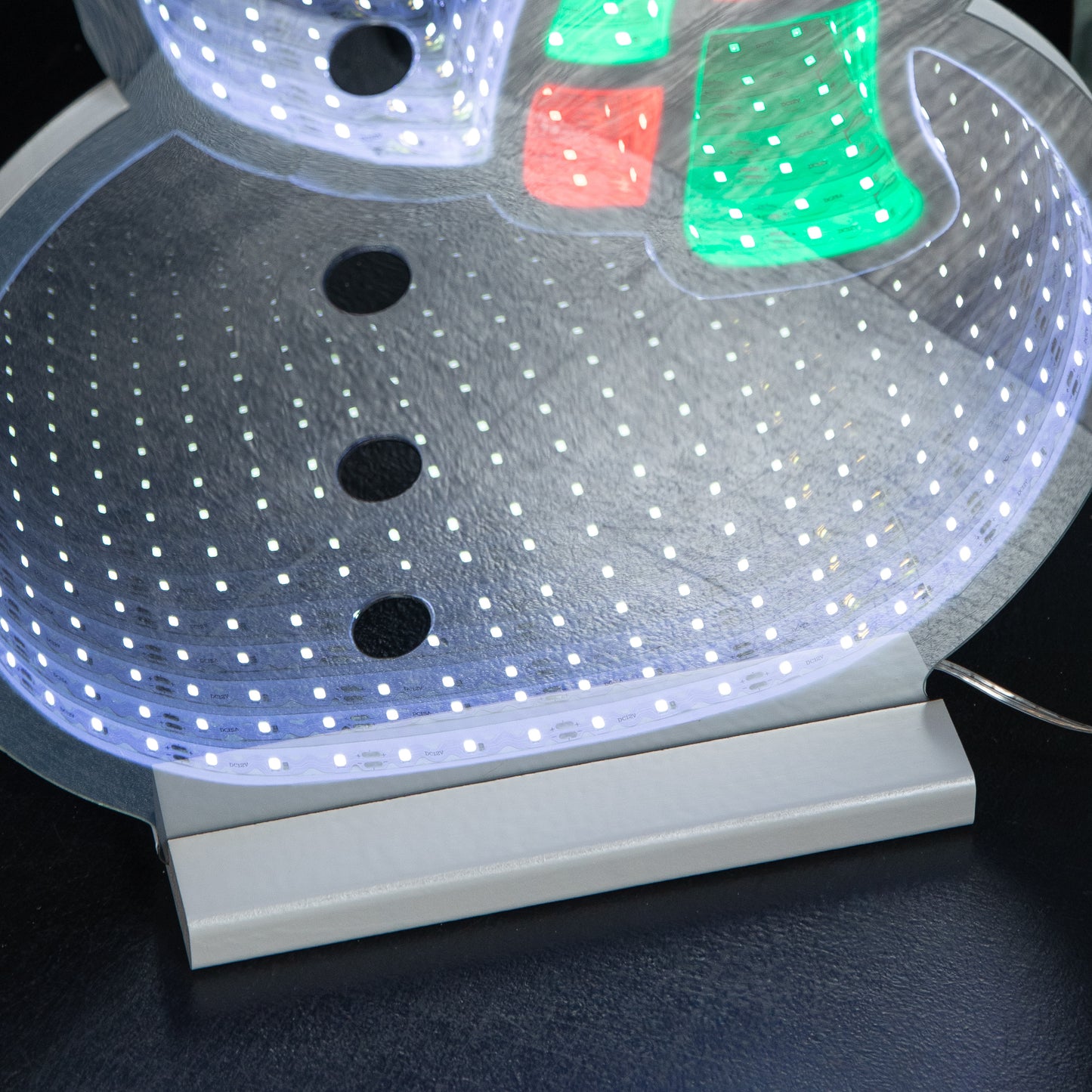 60cm Light up Standing Snowman Infinity Christmas Decoration with Multi-Coloured LEDs