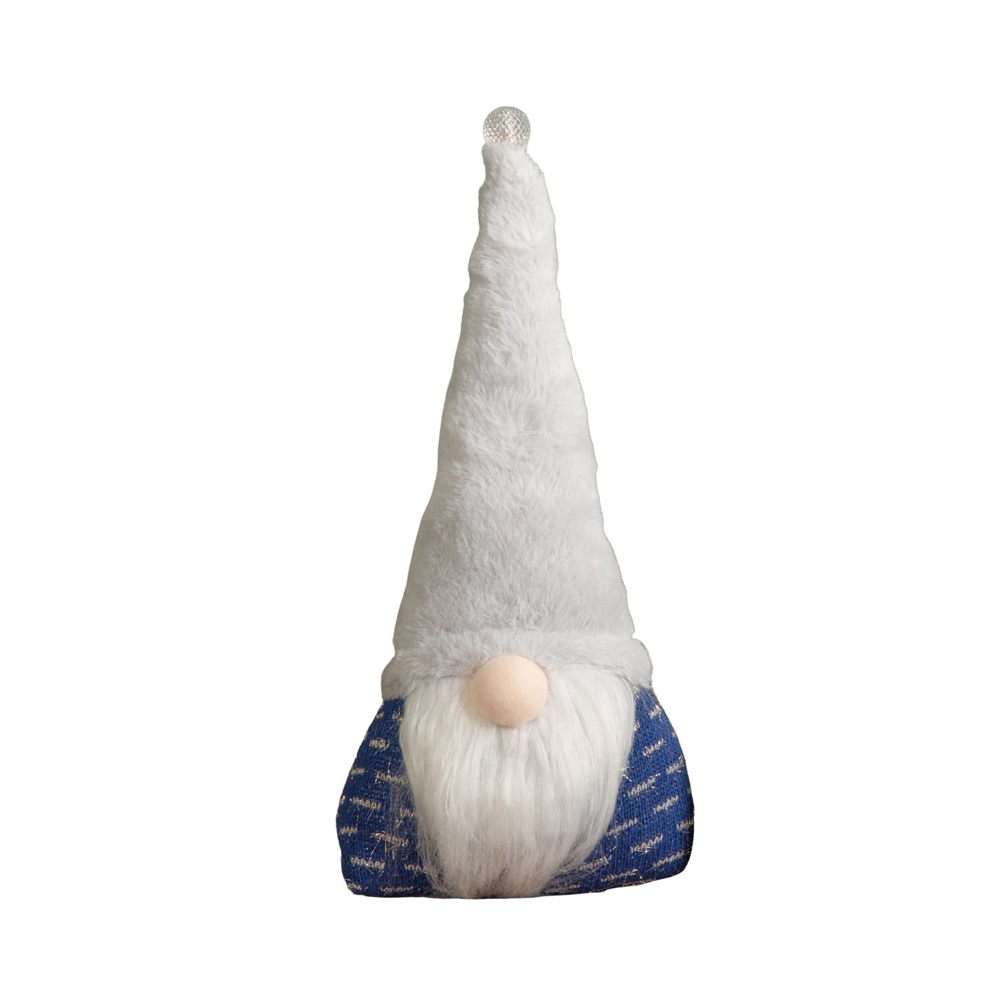 35cm Festive Christmas Sitting Light Up Lit Gonk with Grey Hat and Blue Body