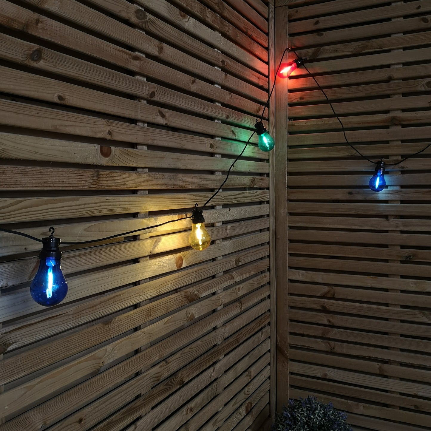 4.5m Set of 10 Connectable Festoon Bulb Lights in Multi-Coloured with Timer Function