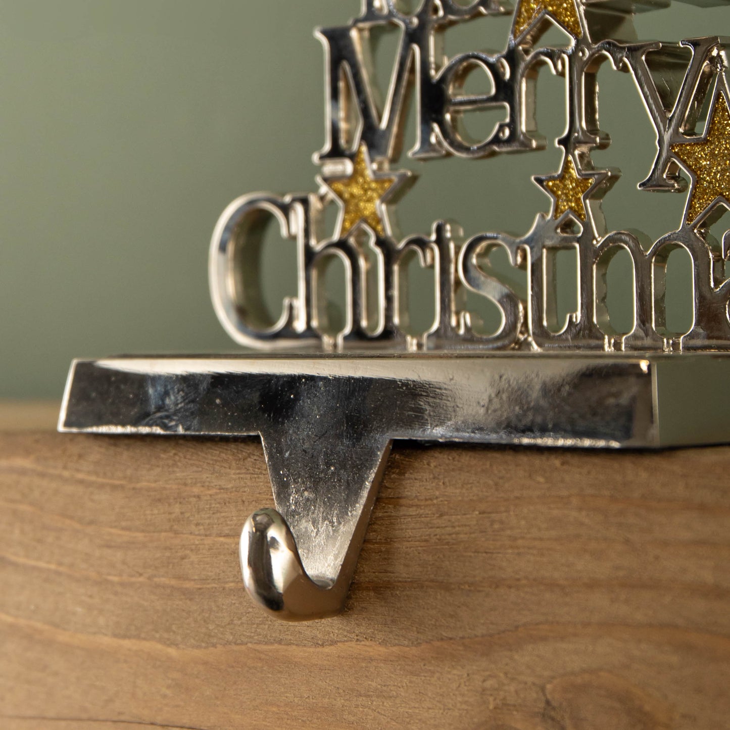 22cm Silver Christmas Stocking Hanger - We Wish You a Merry Christmas