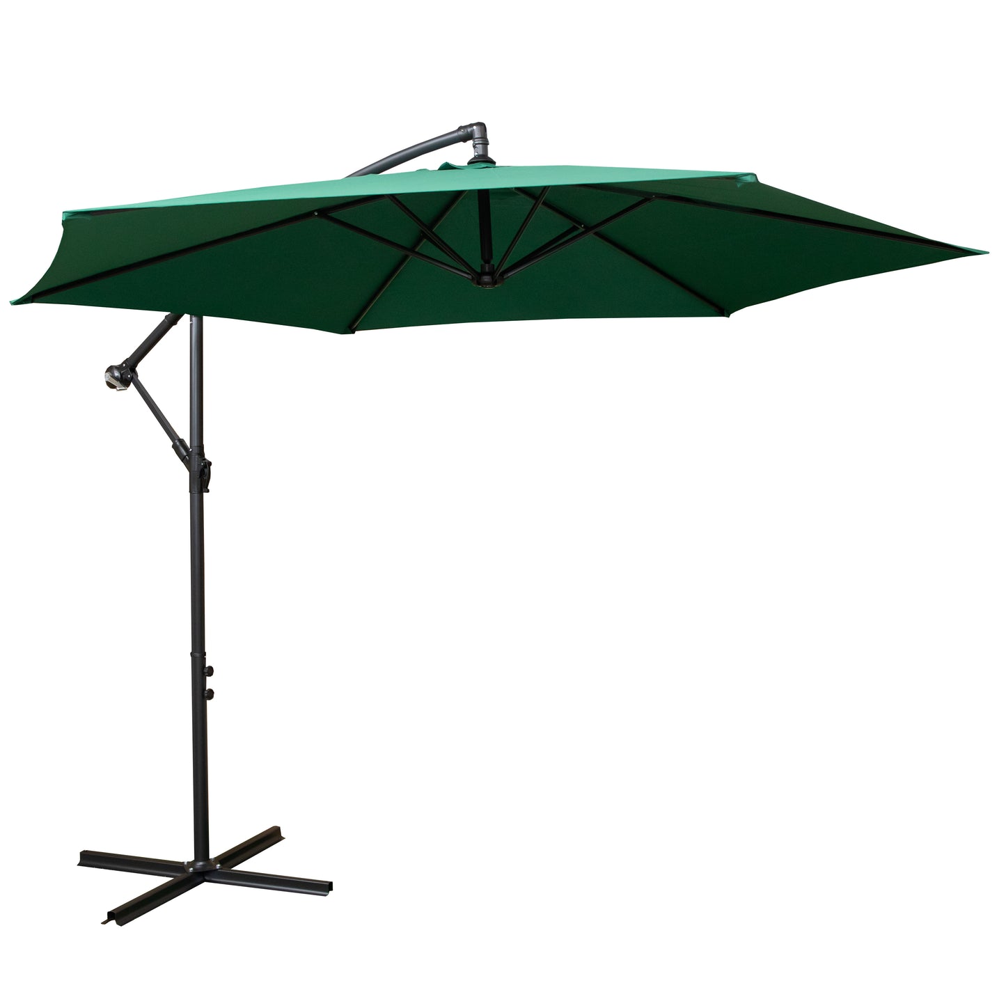 3m Hanging Banana Cantilever Garden Parasol with Cover in Green