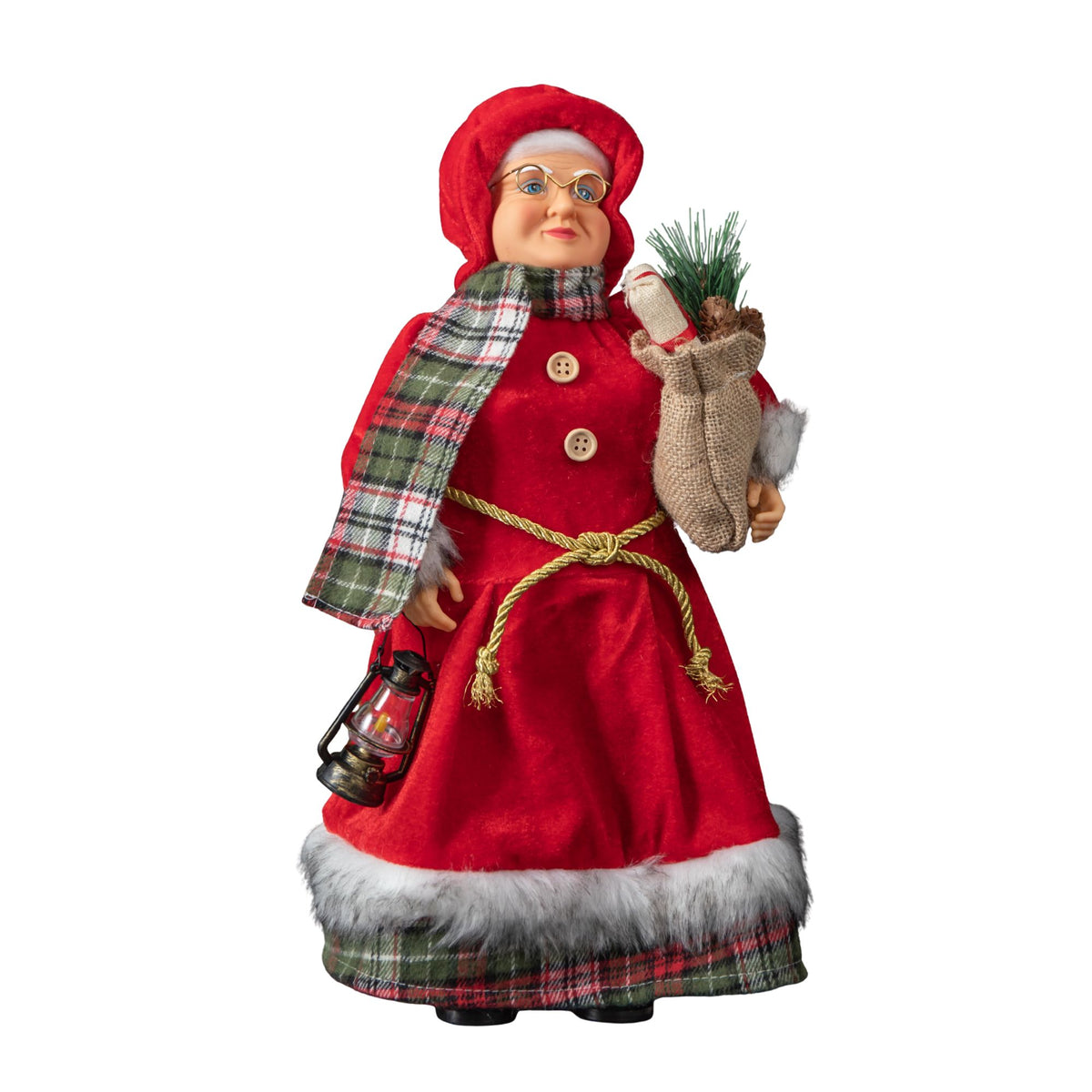 44cm Large Traditional Mrs Santa Claus Figure Christmas Decoration