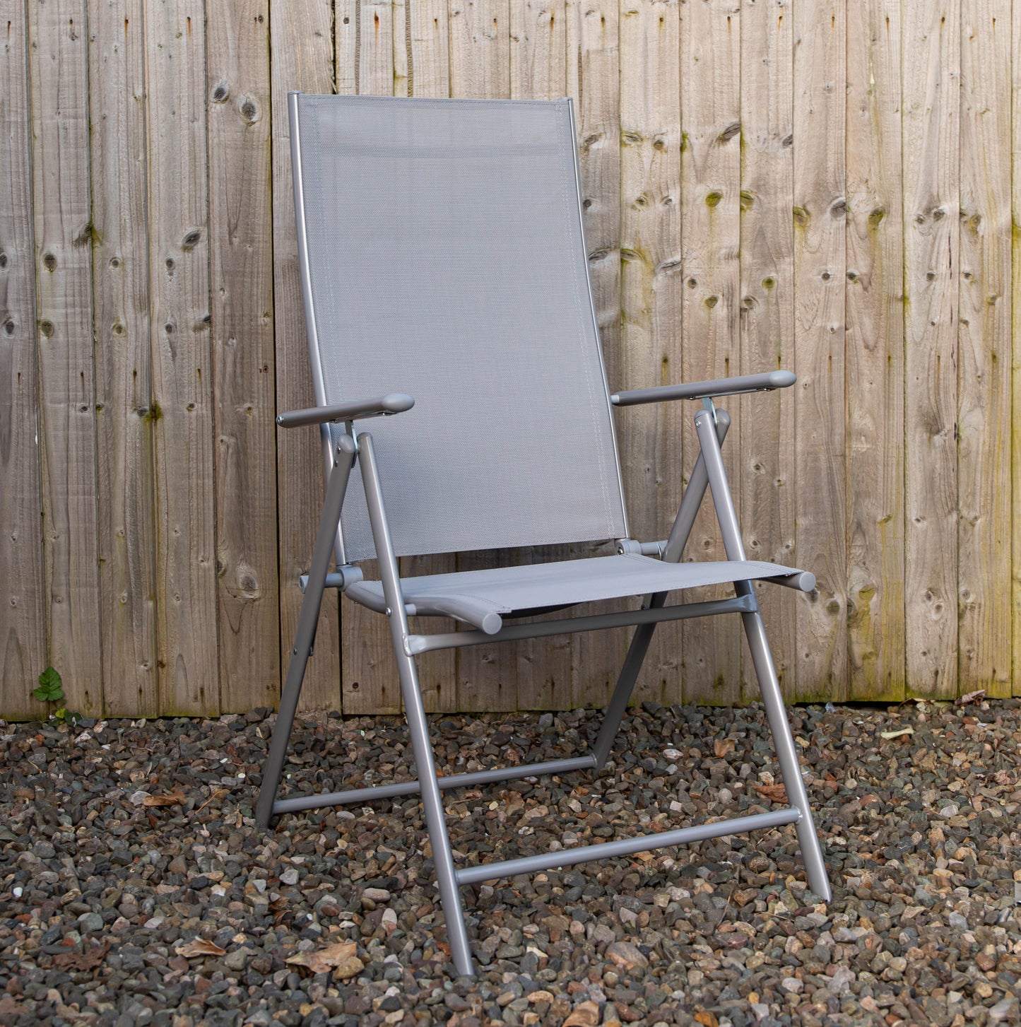 Outdoor Garden Patio Multi Position Reclining Folding Chair in Grey