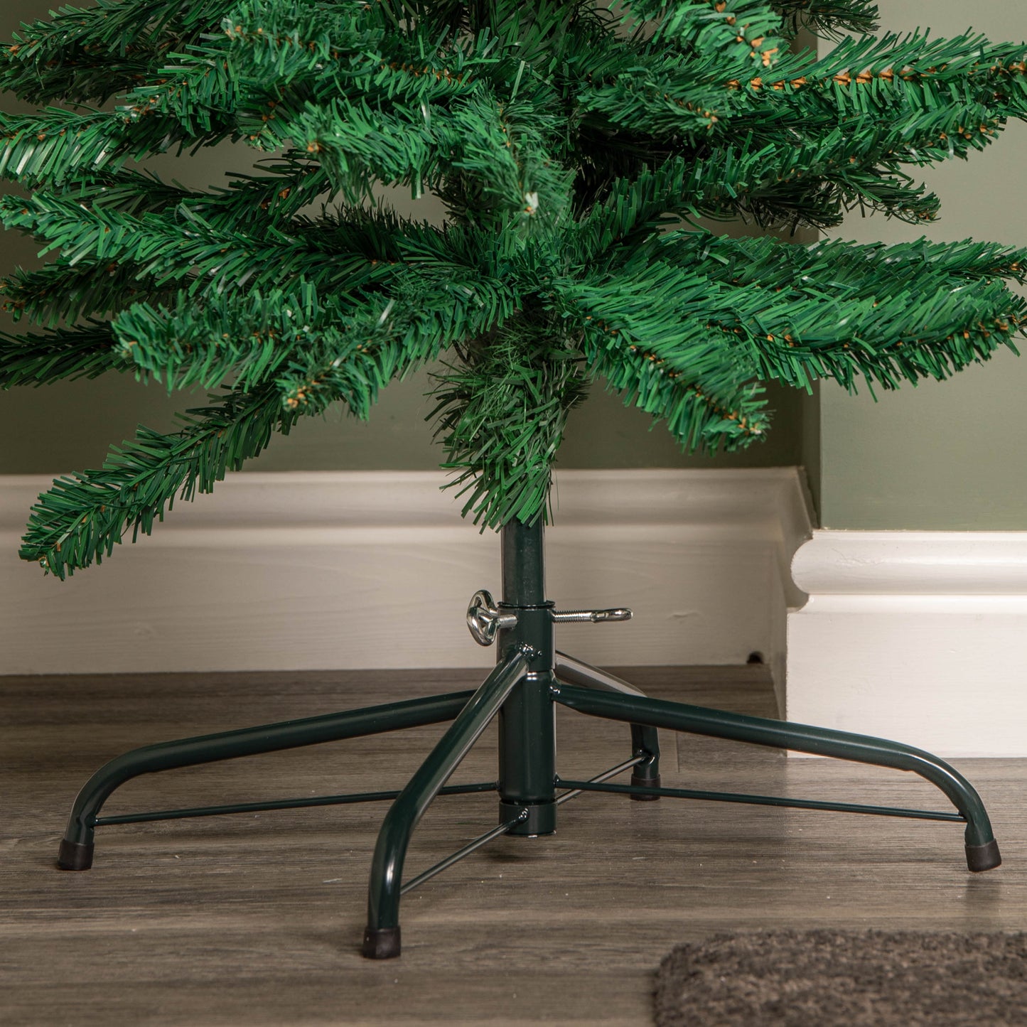 Factory Seconds: 6ft (1.8m) Green Artificial Pencil Christmas Tree With Green Metal Stand and 321 Tips