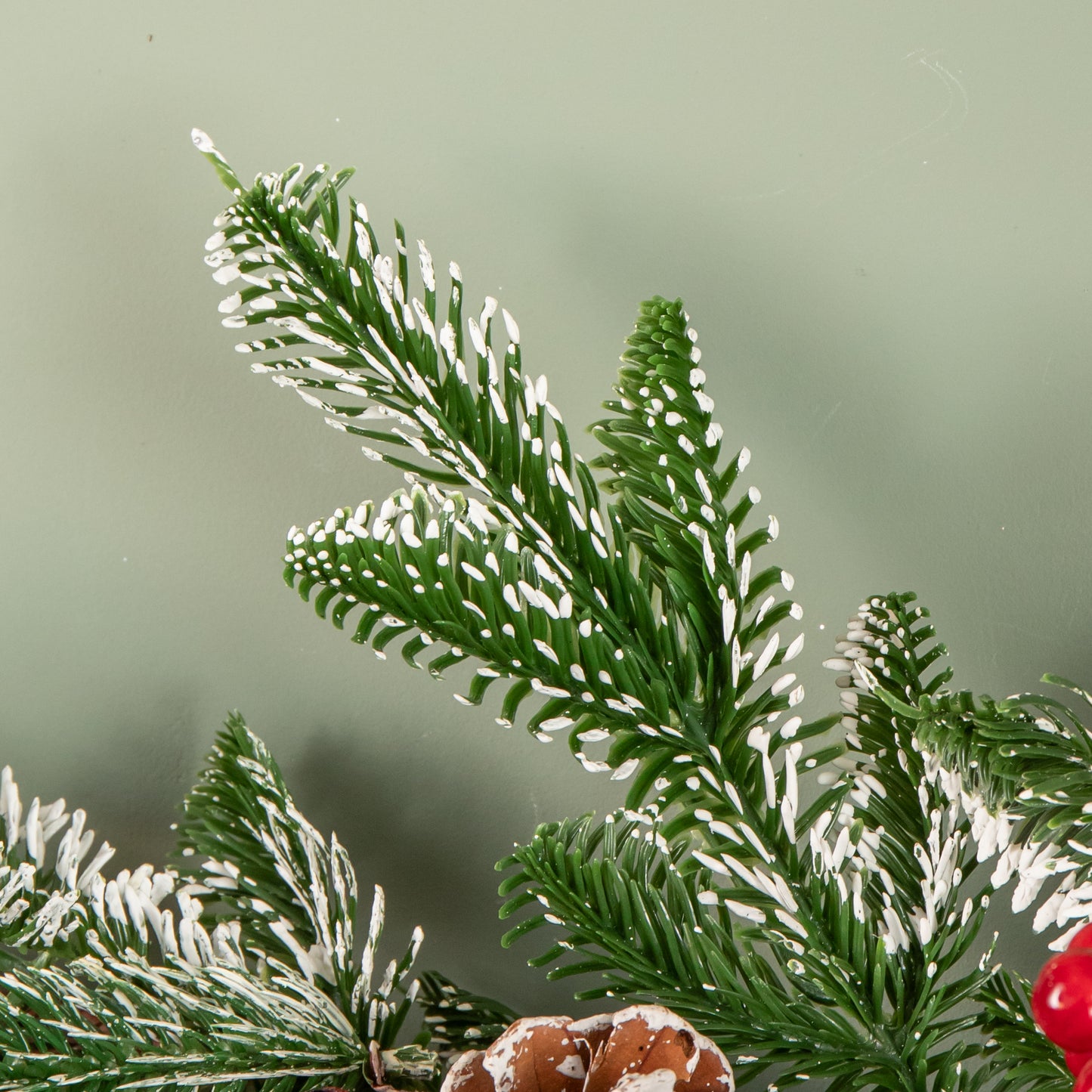1.9m Christmas Frosted Pinecone Garland with Red Berries and Baubles