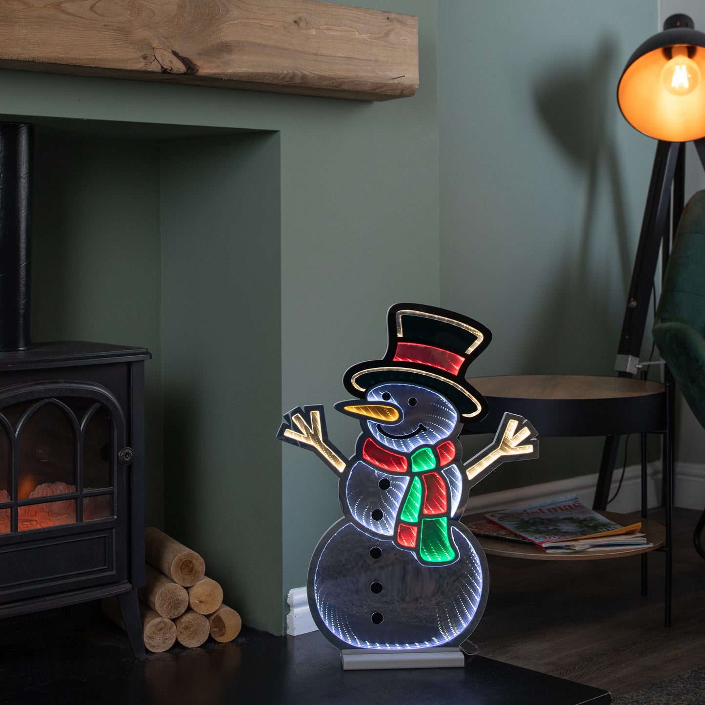 60cm Light up Standing Snowman Infinity Christmas Decoration with Multi-Coloured LEDs
