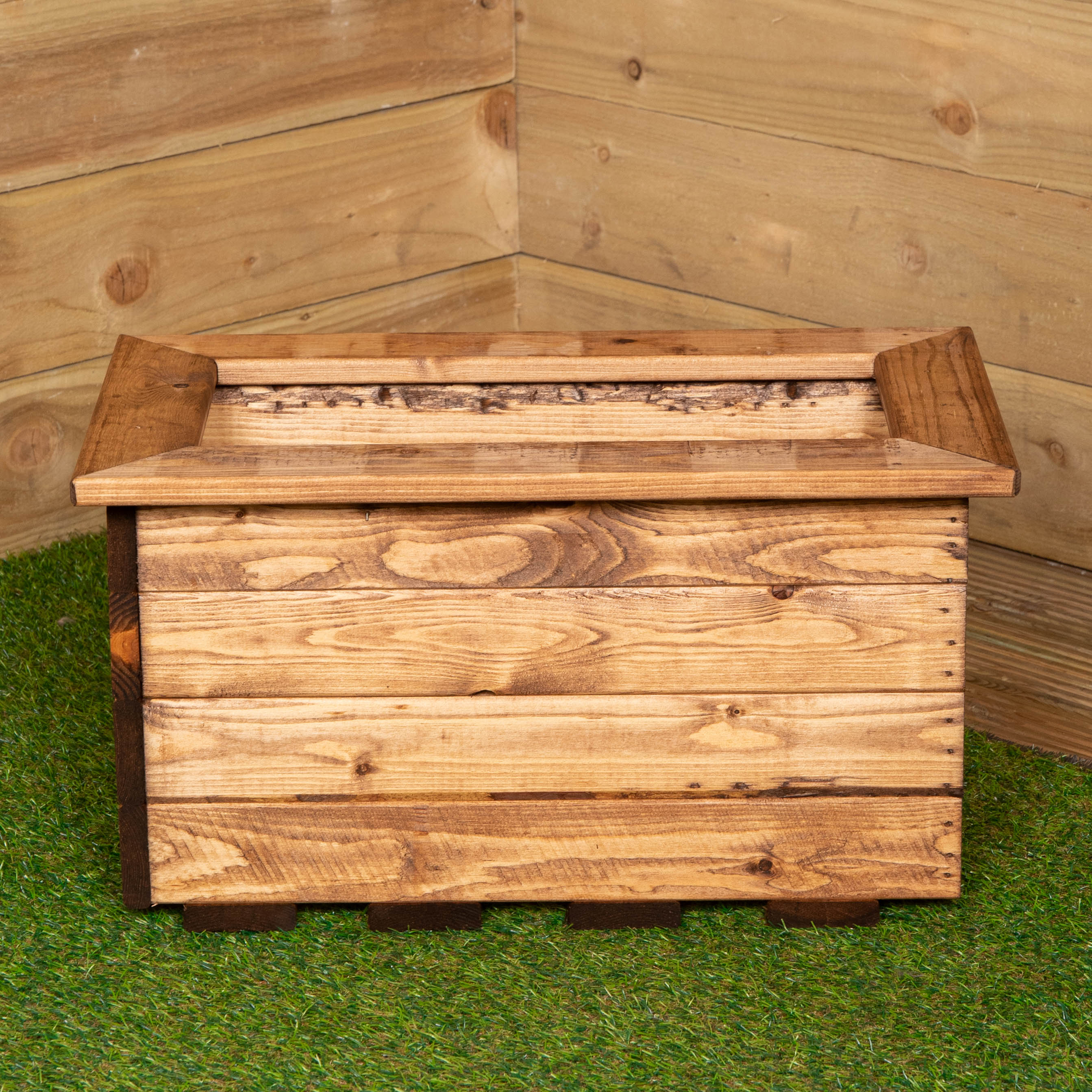33cm x 57cm Small Rustic Chunky Wooden Garden Trough Planter