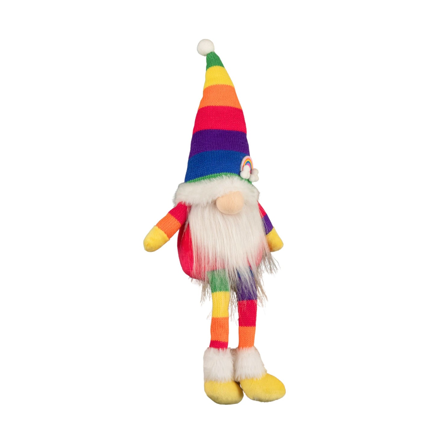 47cm Rainbow Plush Seated Christmas Gonk with Dangly Legs Decoration