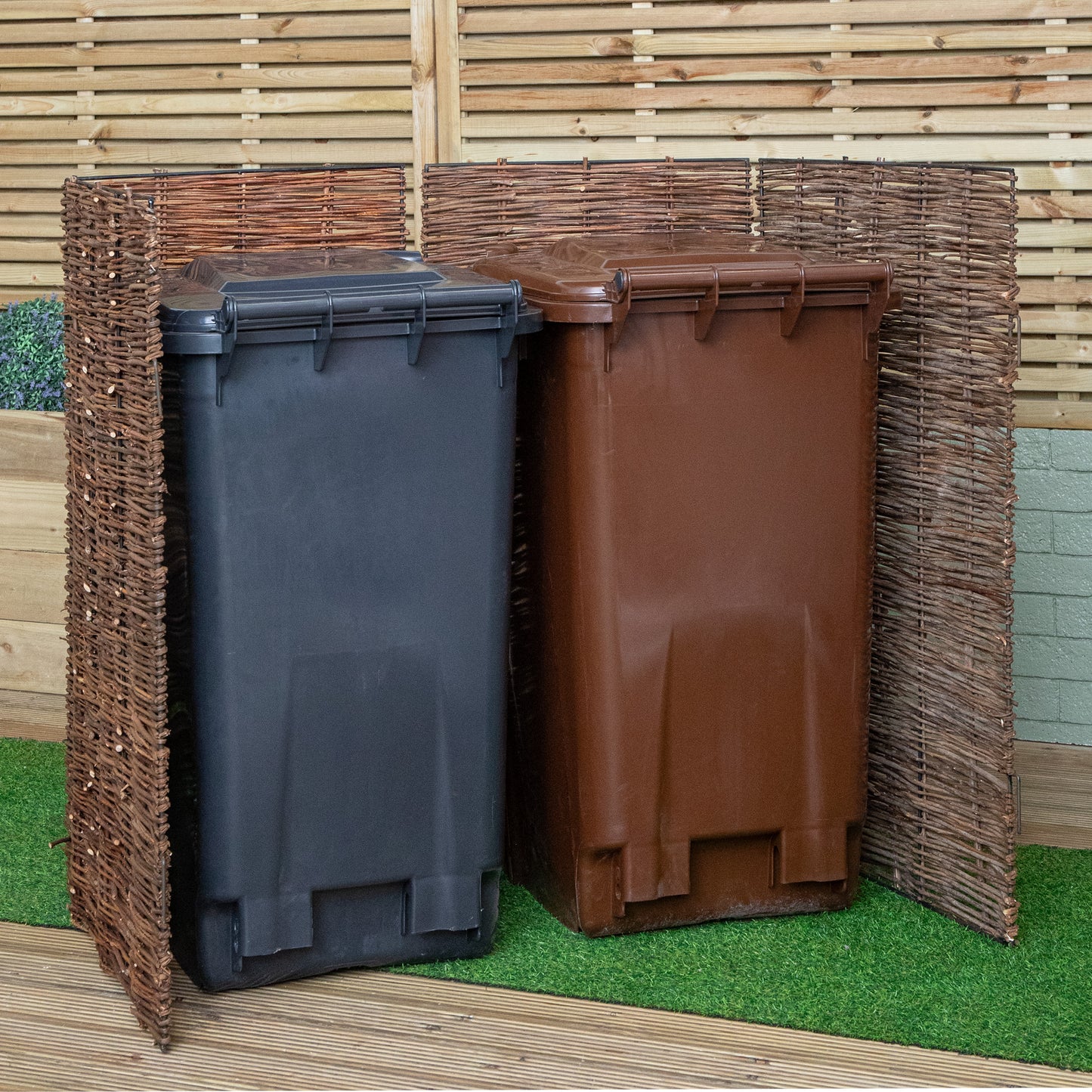 1.16m x 1.22m Double Garden Patio Willow Wheelie Bin Screen Hideaway