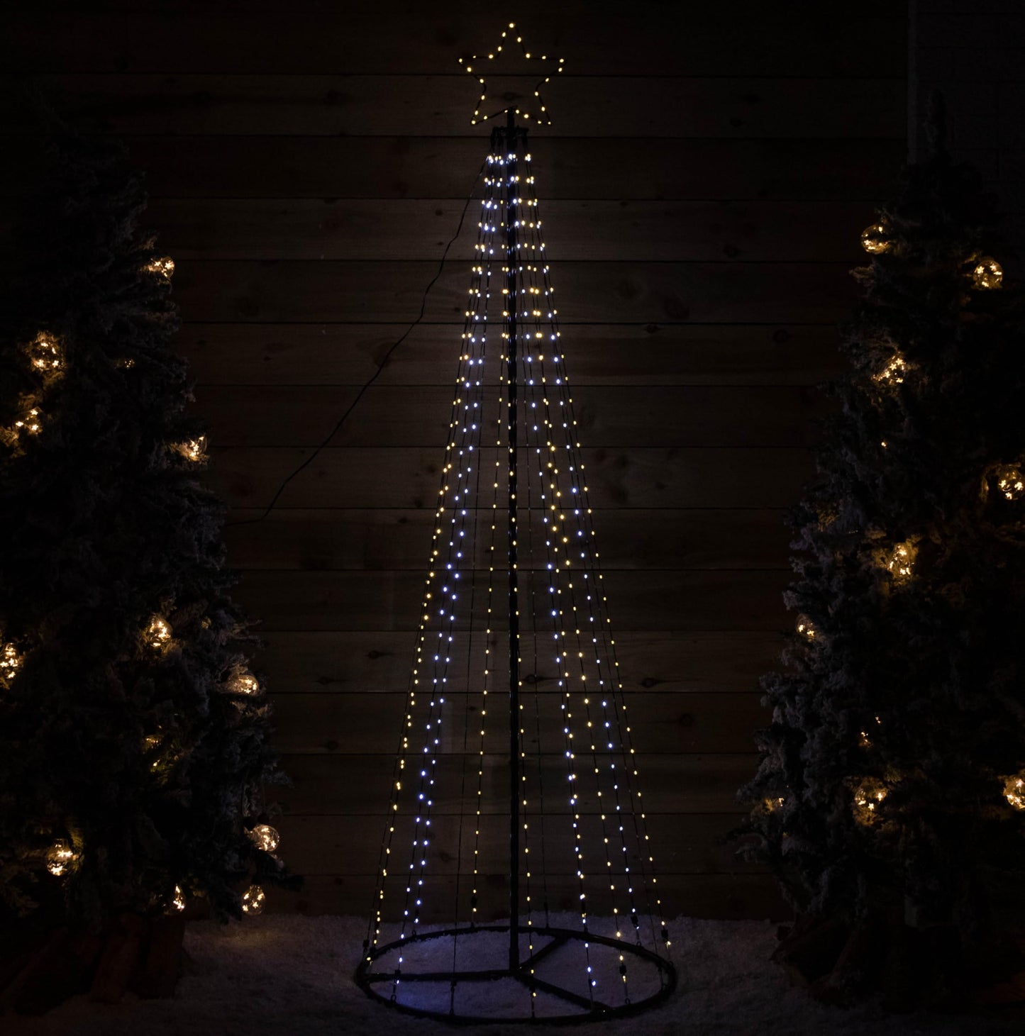 Factory Seconds: 1.4m Light up Christmas Pyramid Cone Tree with 308 White & Warm White LEDs