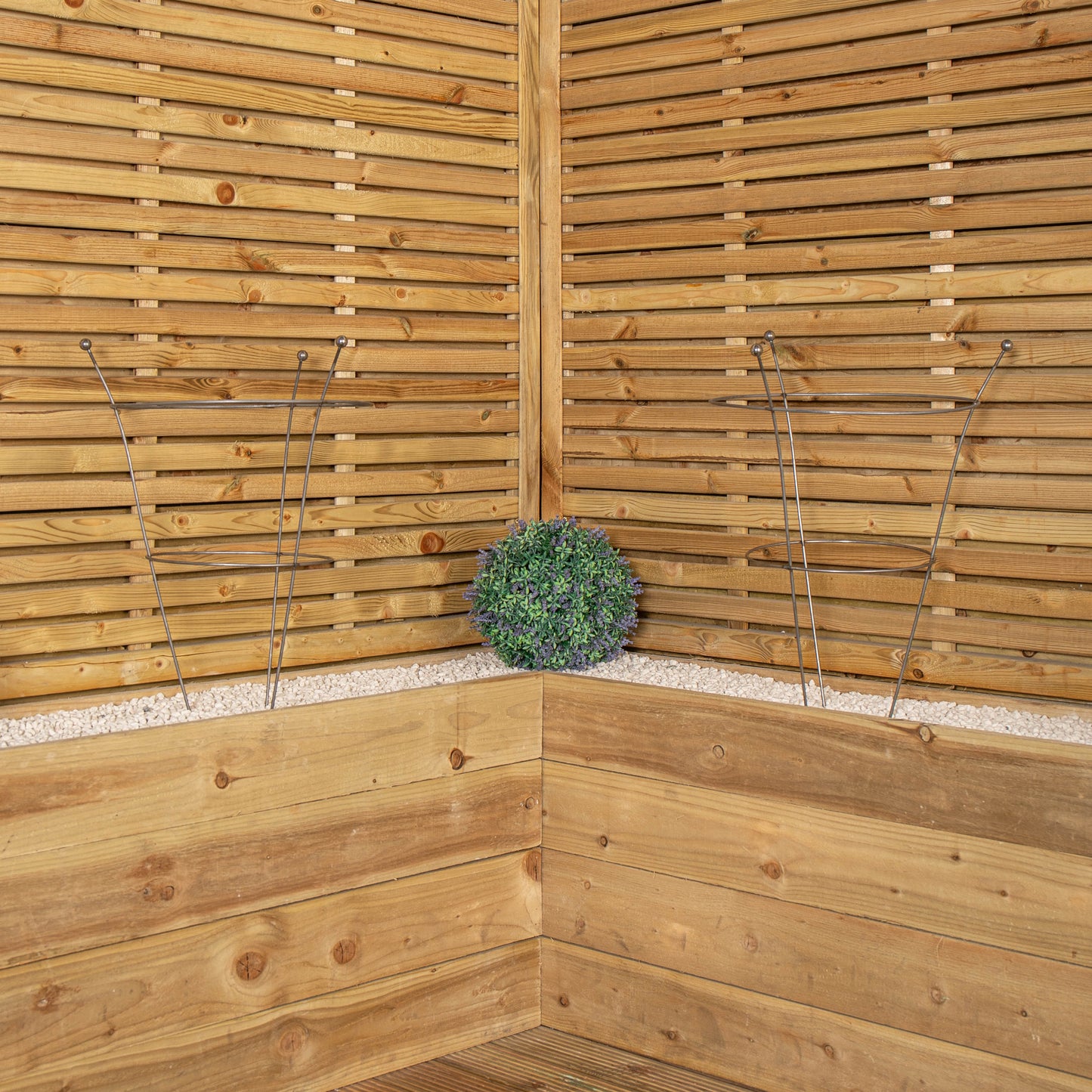 Set of 2 54cm x 40cm Medium Bare Rusted Steel Garden Plant Supports