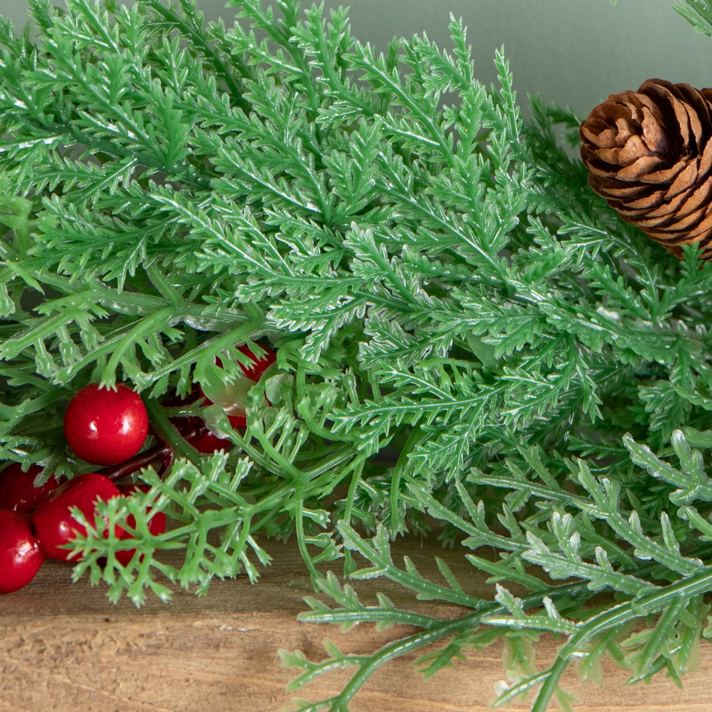 1.50m Pine and Red Berry Christmas Garland with Pinecones
