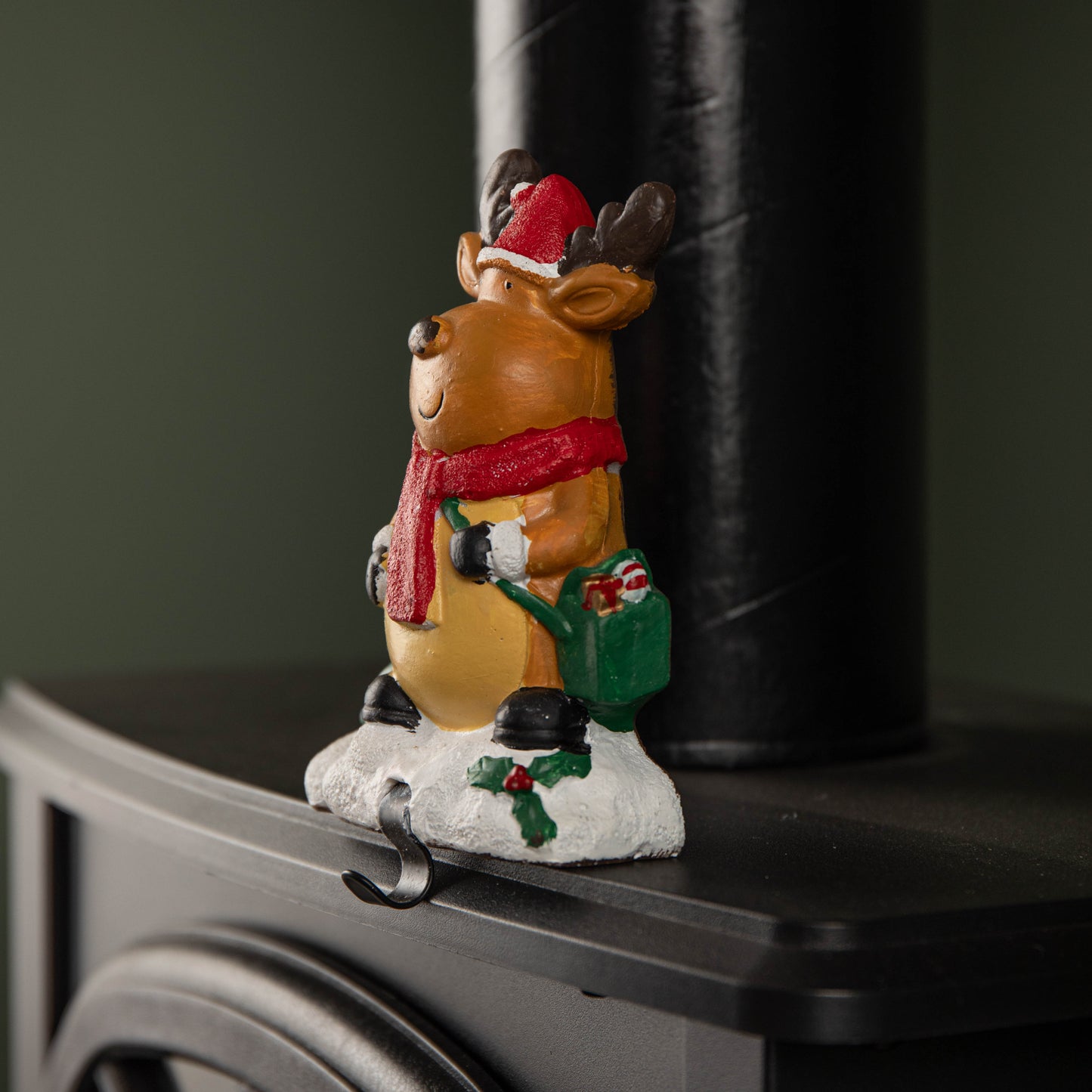 13cm Premier Christmas Stocking Hanger Decoration in Reindeer Design