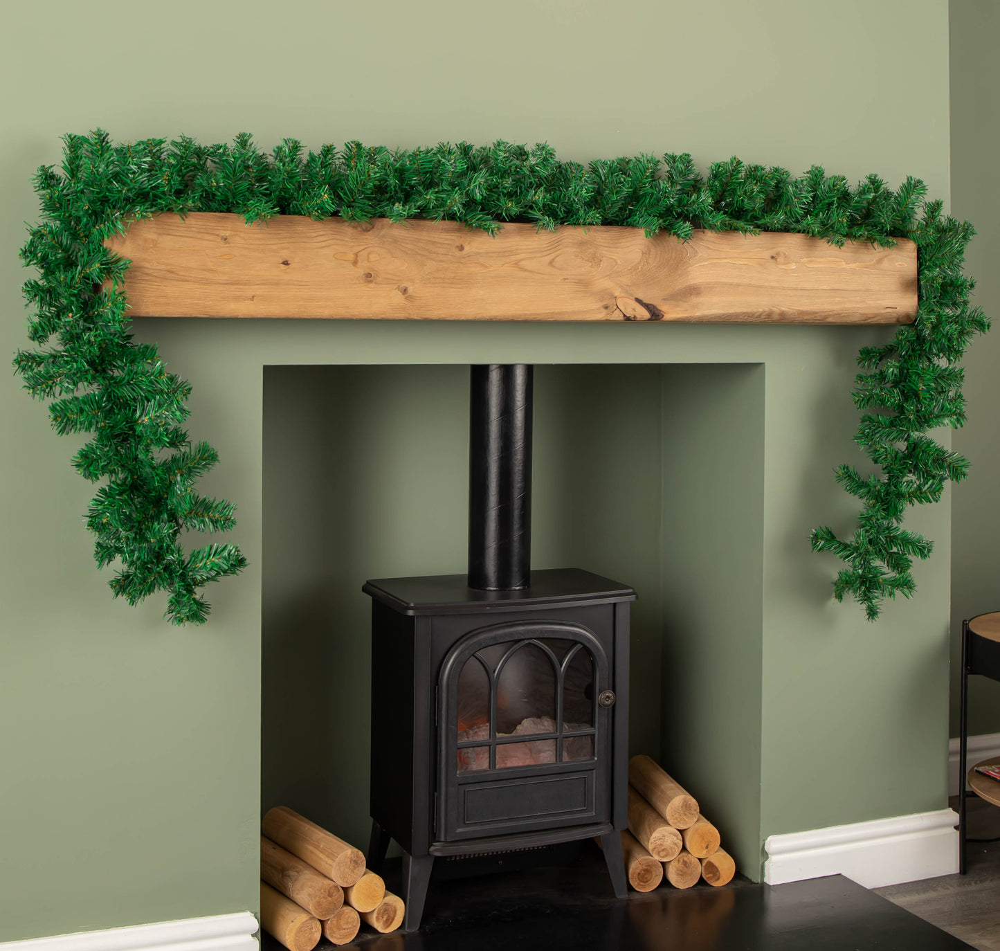 2.7m Plain Green Christmas Garland with 260 Tips