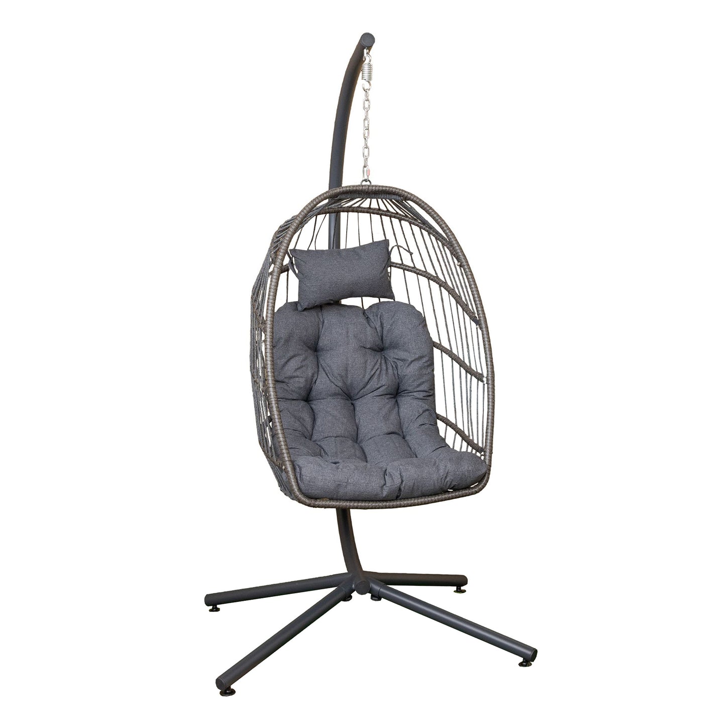 Grey Hanging Egg Chair With Stand & Waterproof Cover