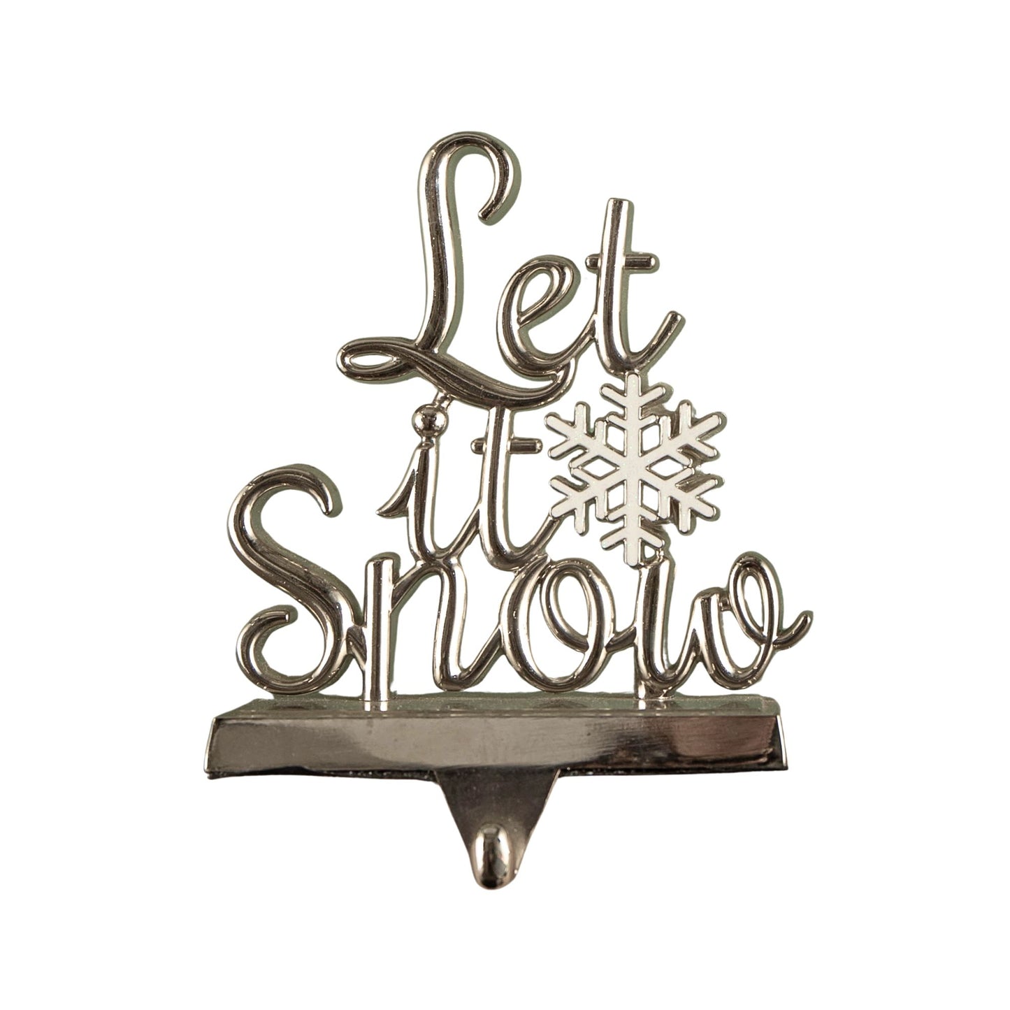 22cm Silver Christmas Stocking Hanger -Let it Snow/We Wish you a Merry Christmas