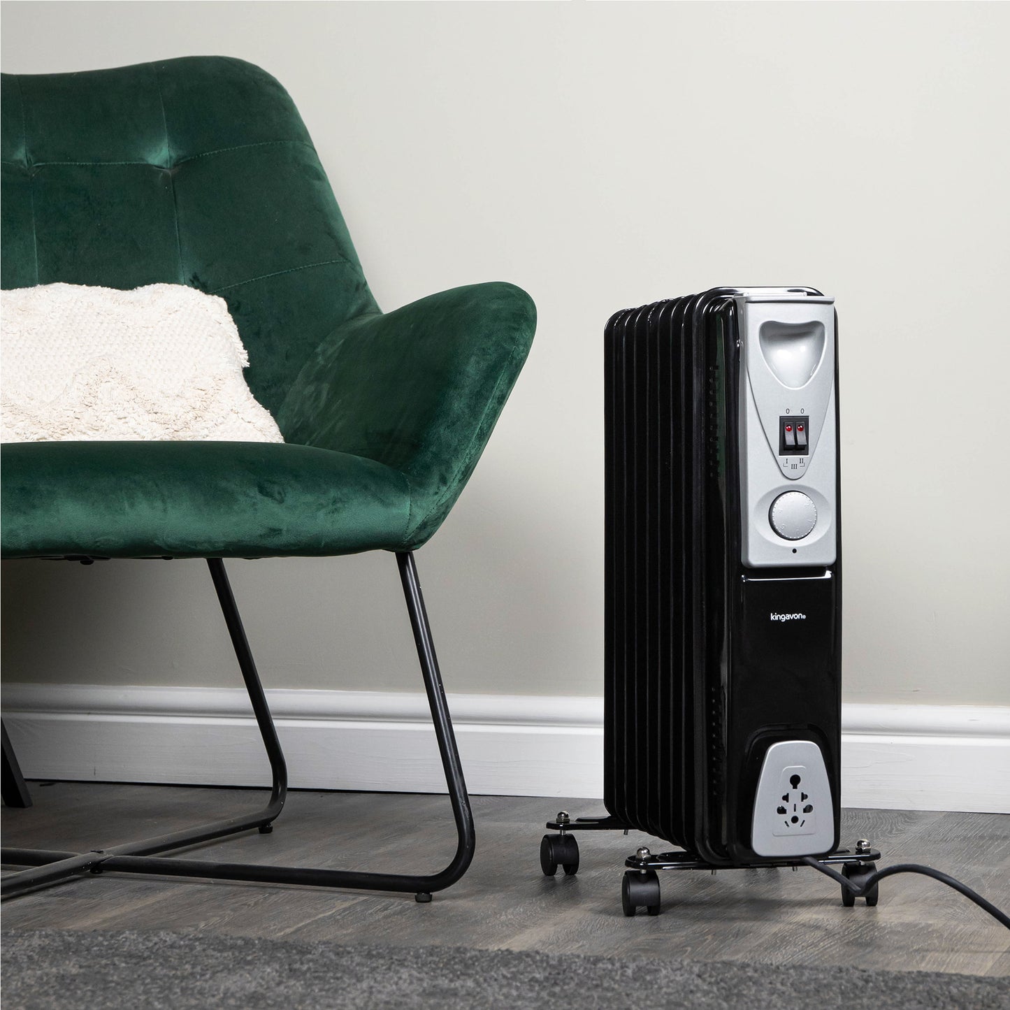2000w 2kw 9 Fin Slimline Black Oil Filled Radiator Heater with Adjustable Thermostat