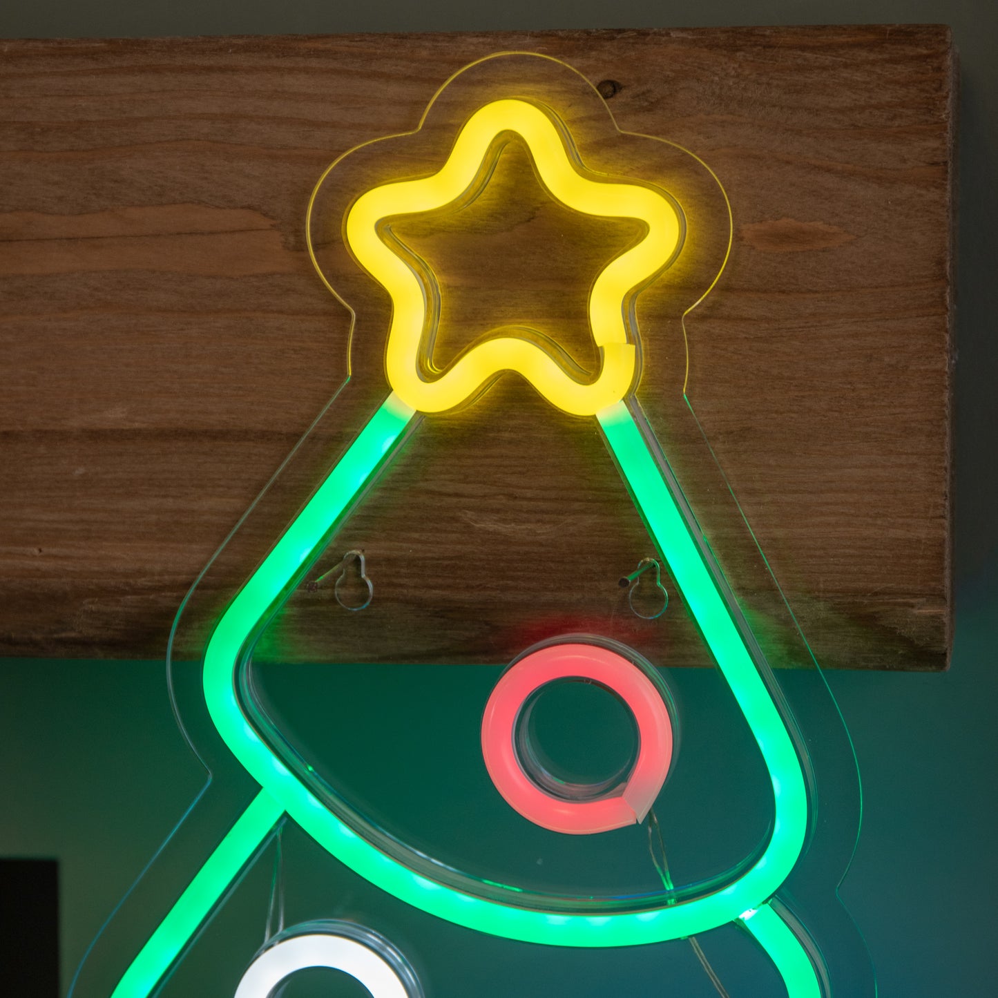 40cm USB Powered Light up Christmas Bauble Tree Neon Sign in Multi-Coloured
