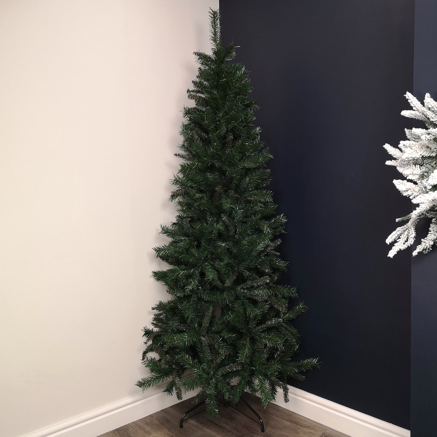 Factory Seconds: 6.5ft (2m) Dual Purpose Corner and Half Wall Artificial Plain Green Christmas Tree