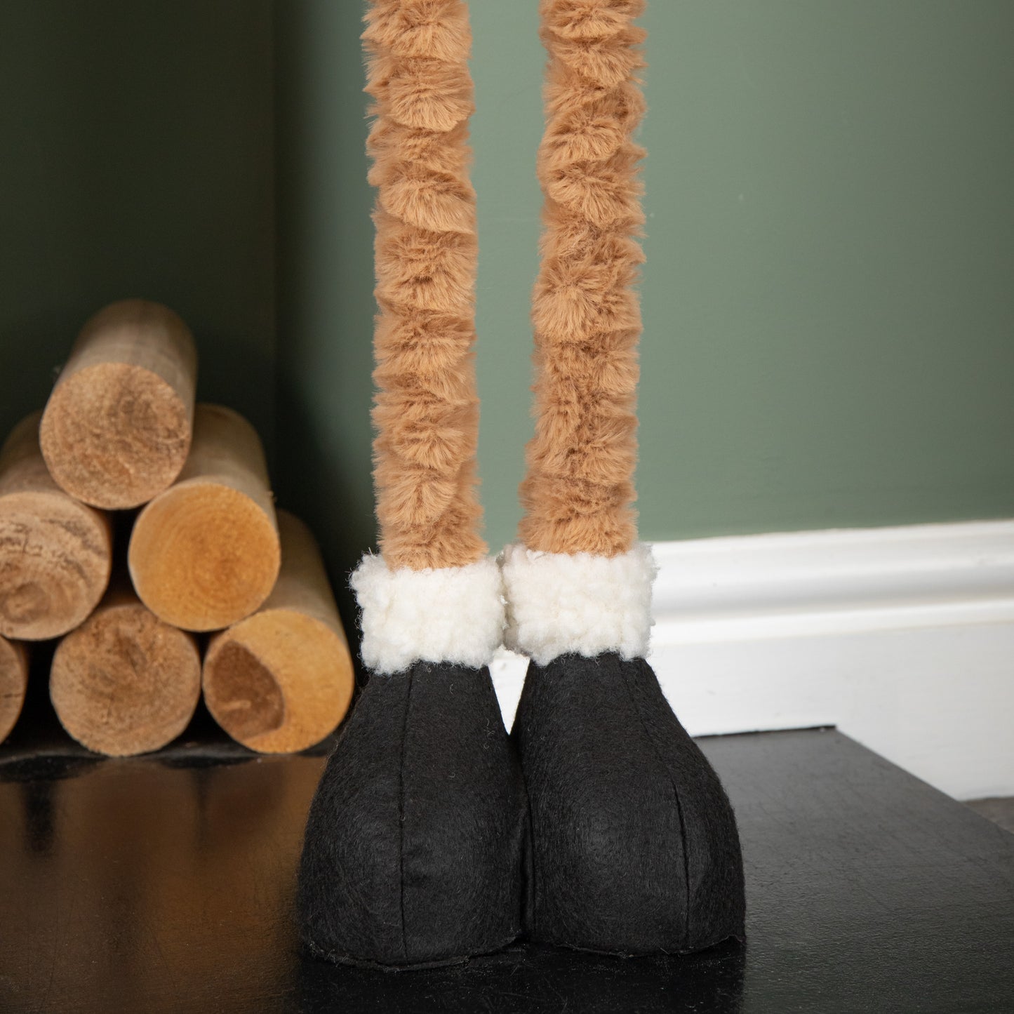 84cm Tall Plush Standing Christmas Highland Girl Cow with Extendable Legs