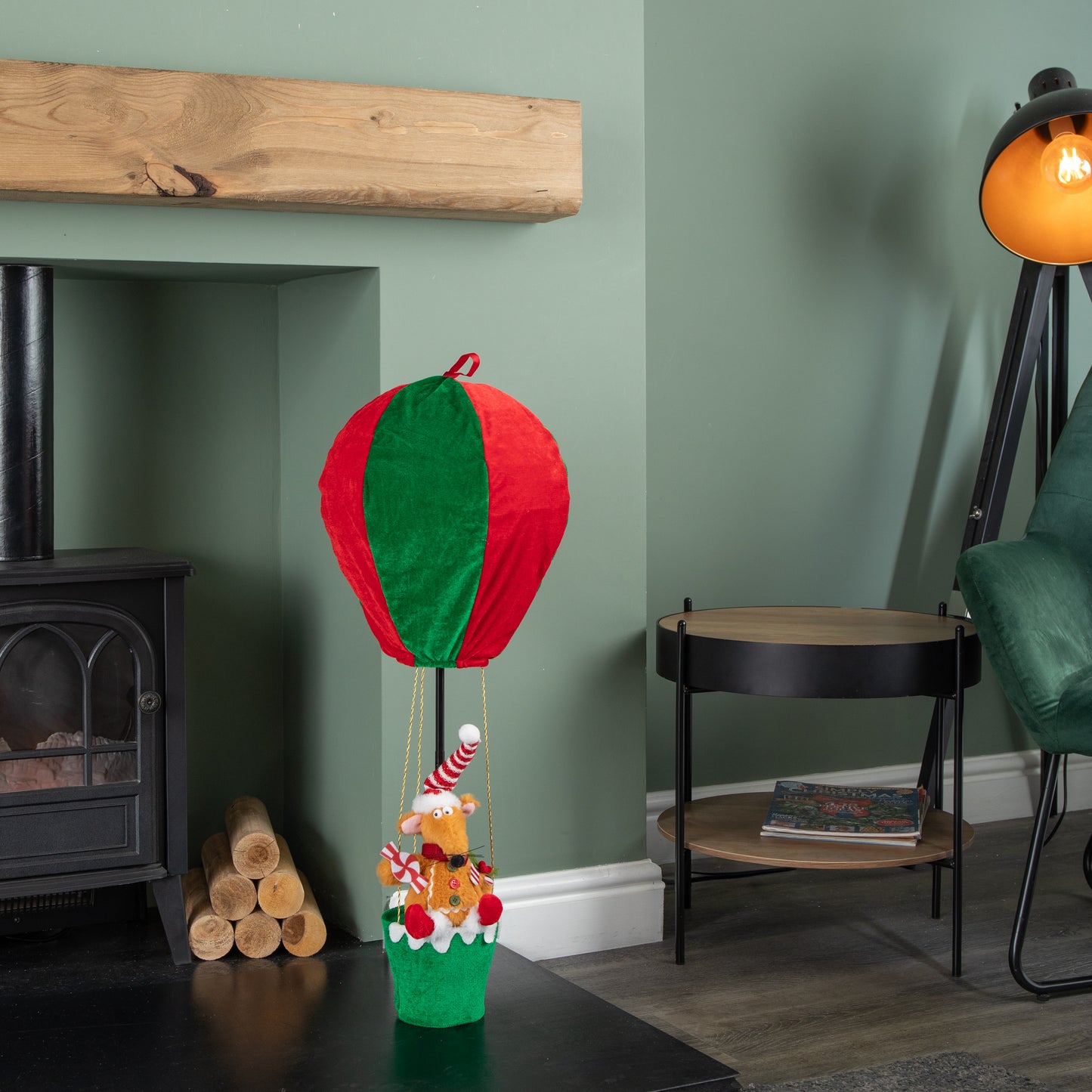 80cm Red and Green Razza Rat Hot Air Balloon Hanging Christmas Decoration