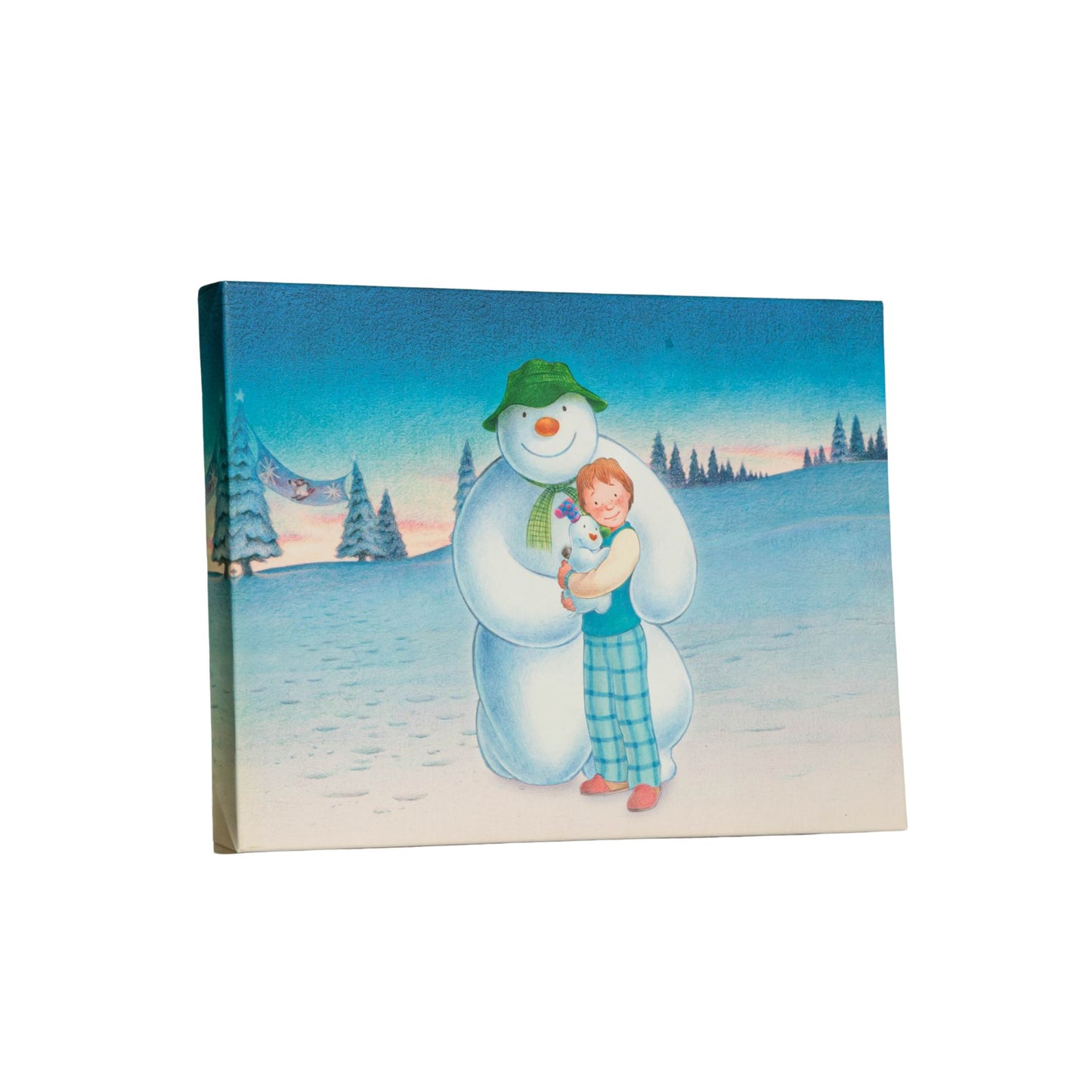 Battery Operated 30x40cm Colour Change LED Snowman Snowdog & Billy Canvas Wall Art