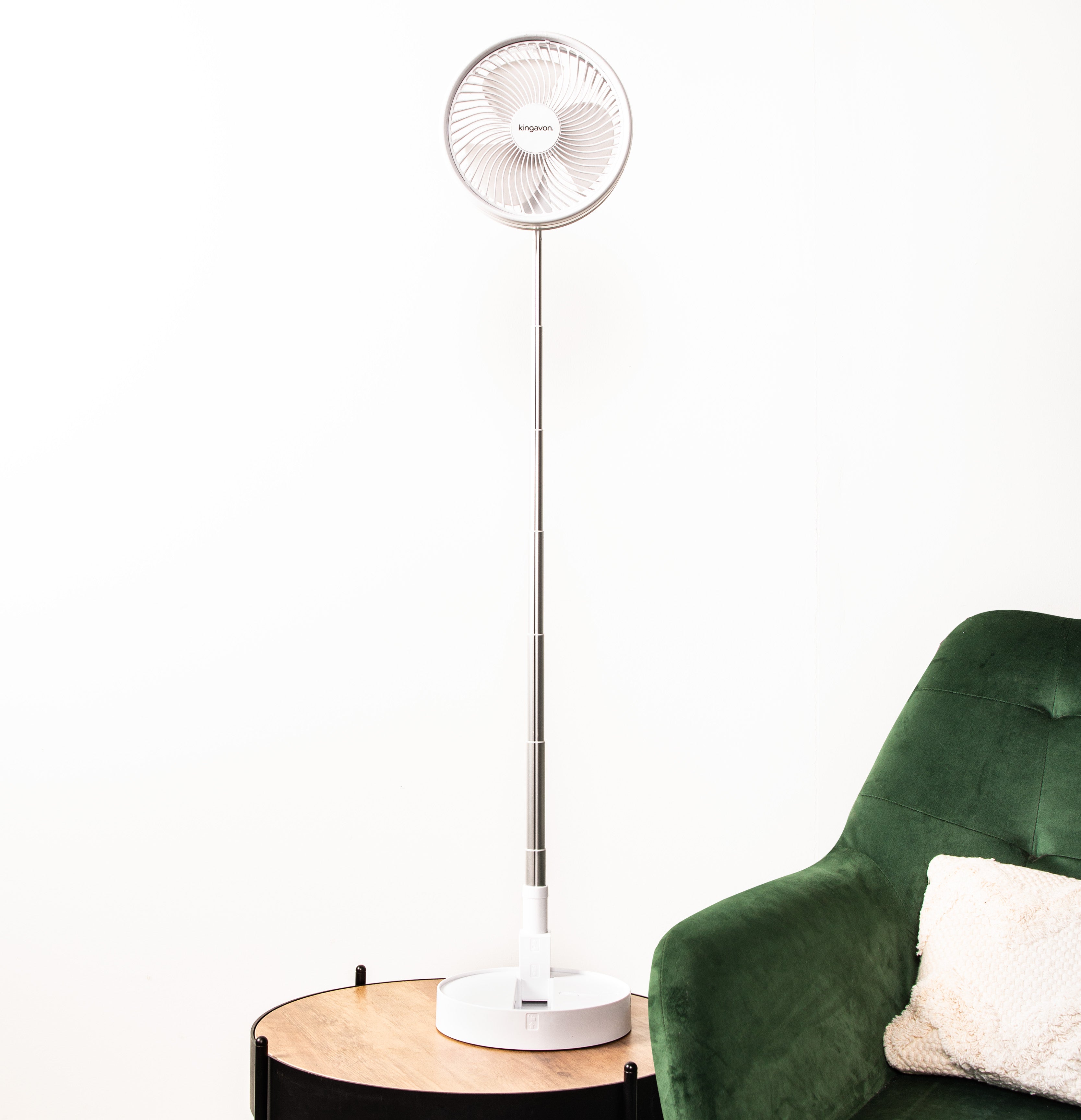 1m Tall Portable Telescopic Cordless Folding USB Rechargeable Cooling Fan in White