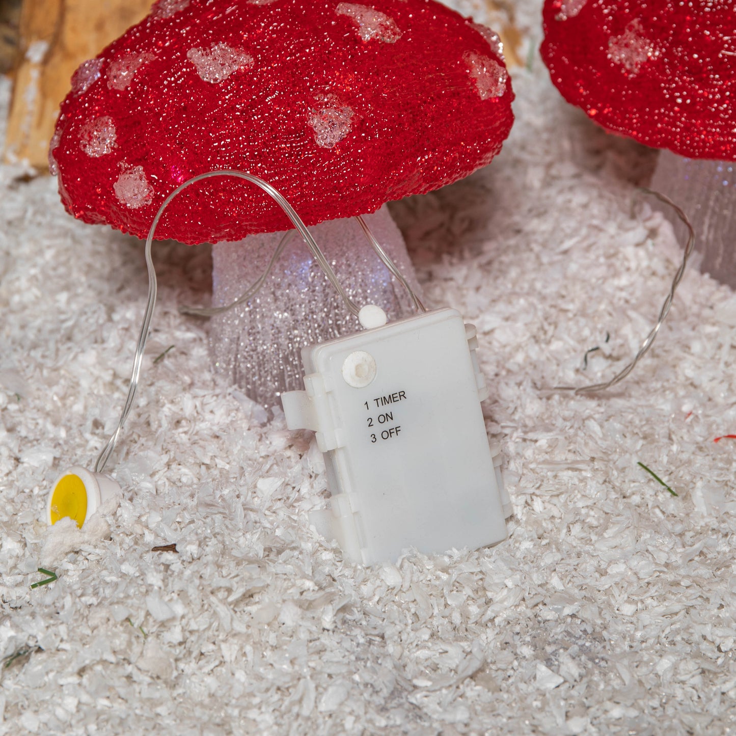 Set of 4 Battery Operated Red & White Acrylic Christmas Mushrooms with Cool White LEDs