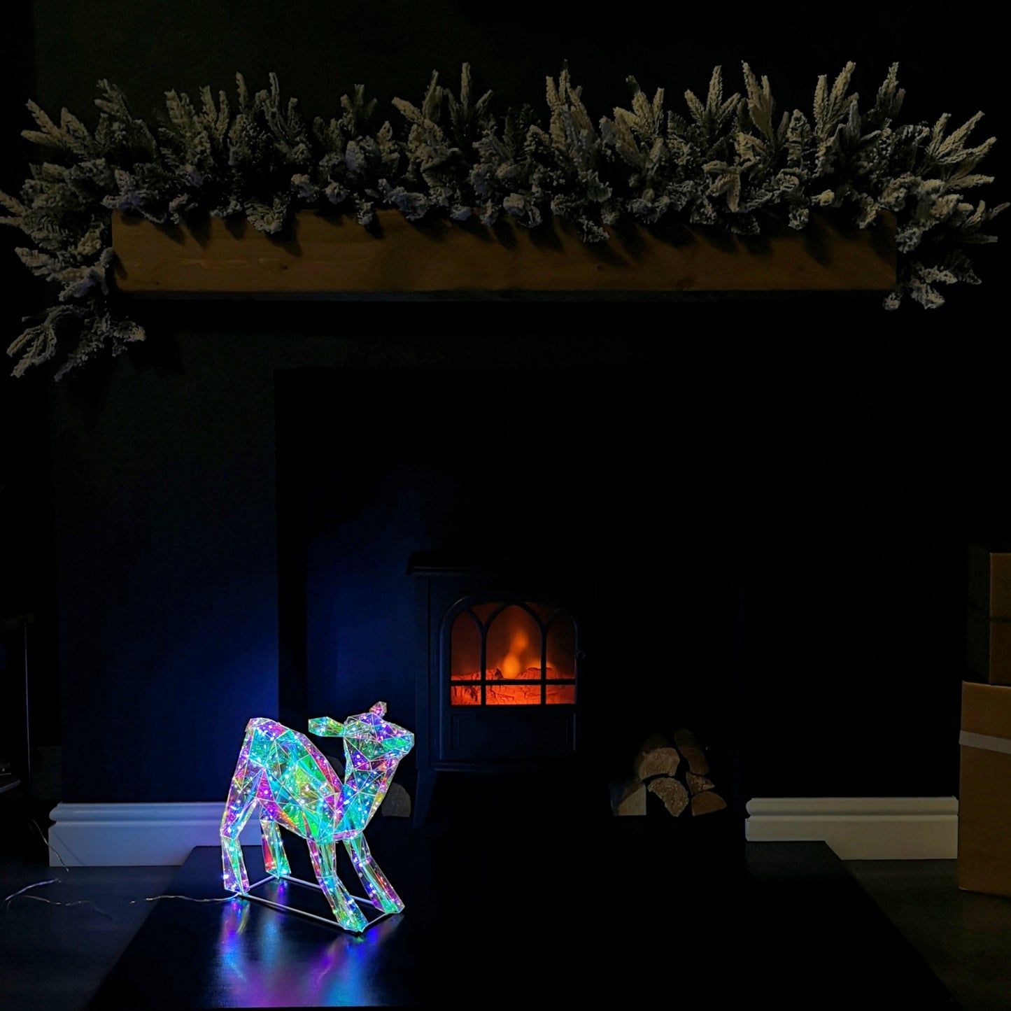 40cm Light up Standing Iridescent DreamLights Christmas Fawn with 100 White LEDs