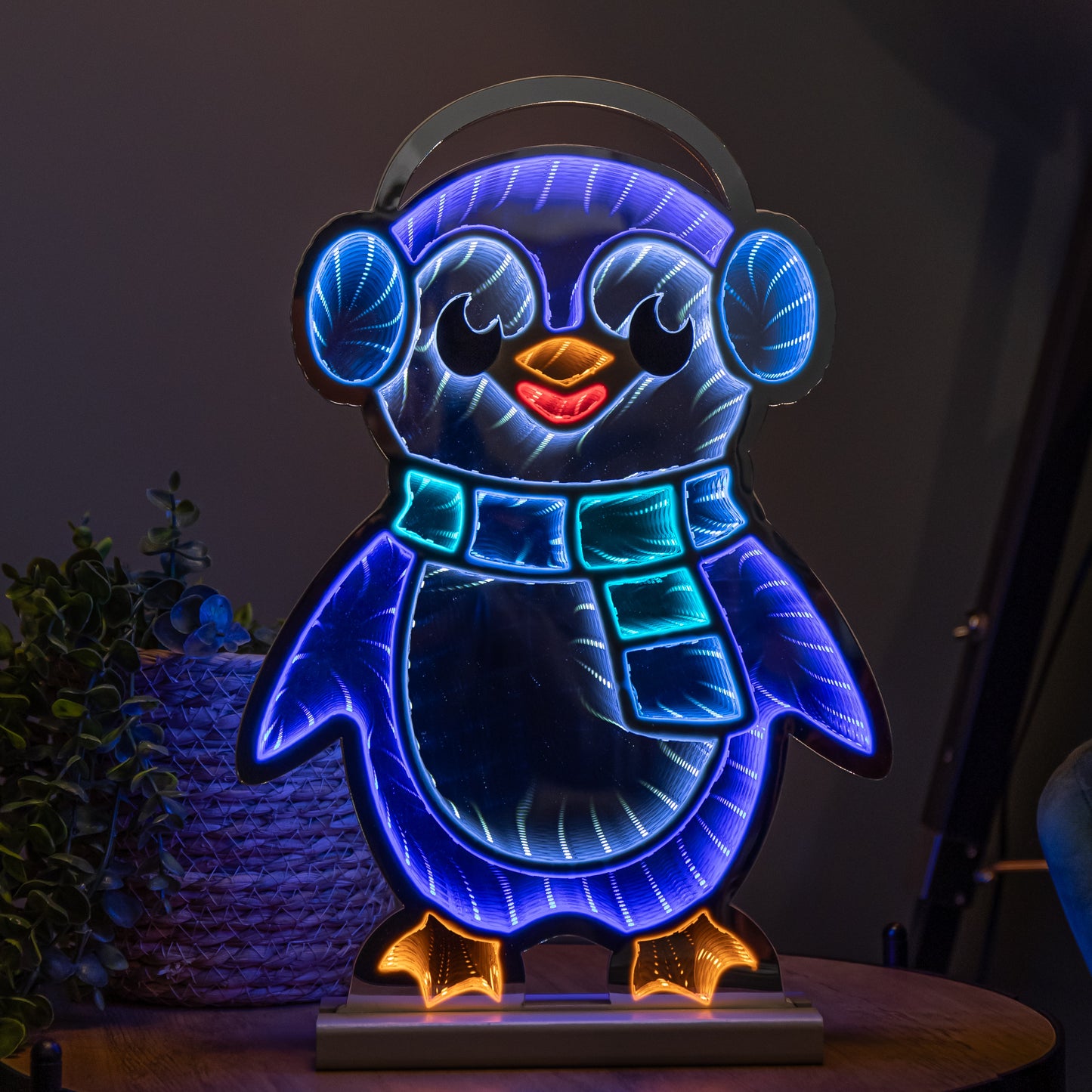 40cm Light up Penguin Infinity Christmas Decoration with Blue and White LEDs