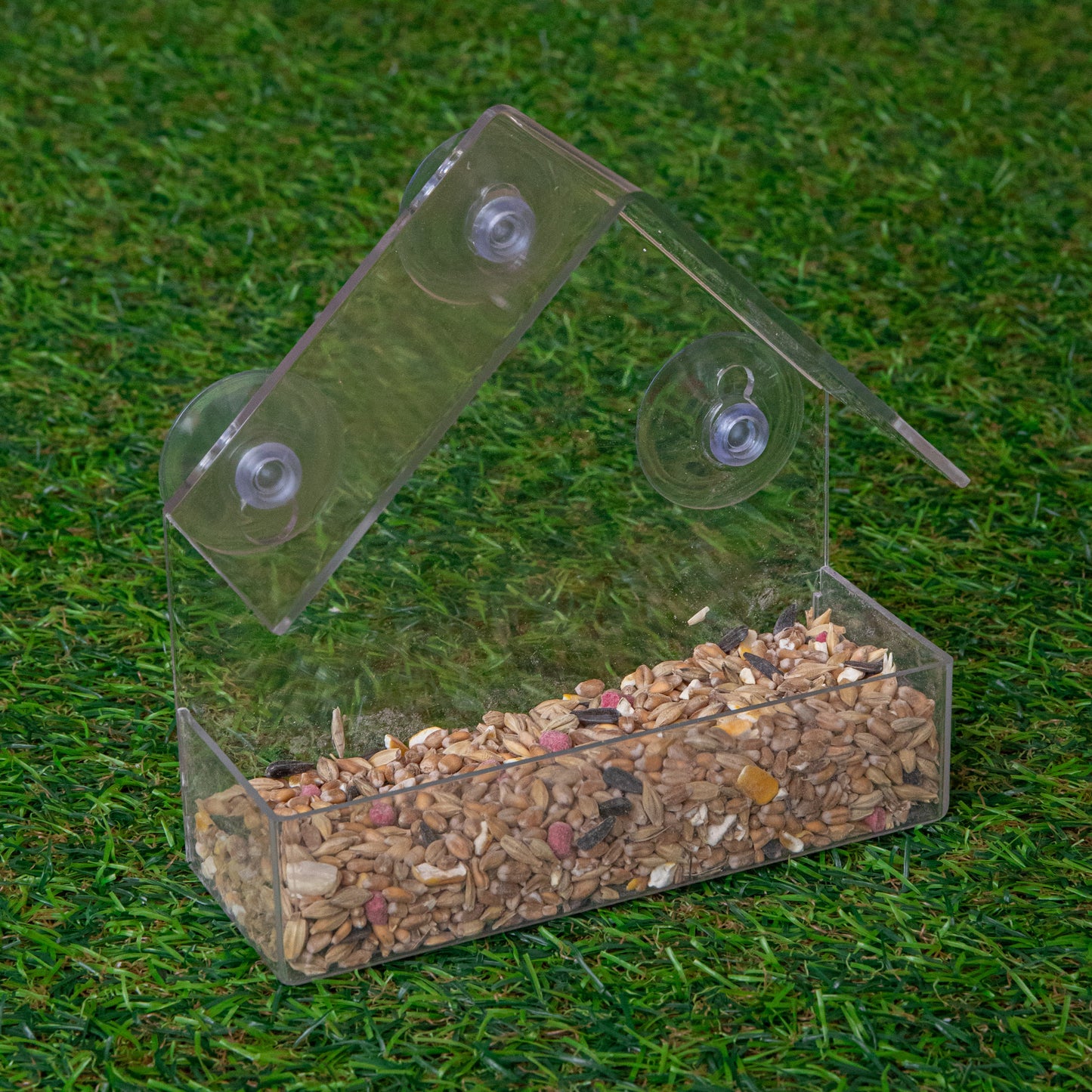 15cm Clear Plastic Glass Window Garden Wild Bird Seed Nut Feeder with Suction Cups