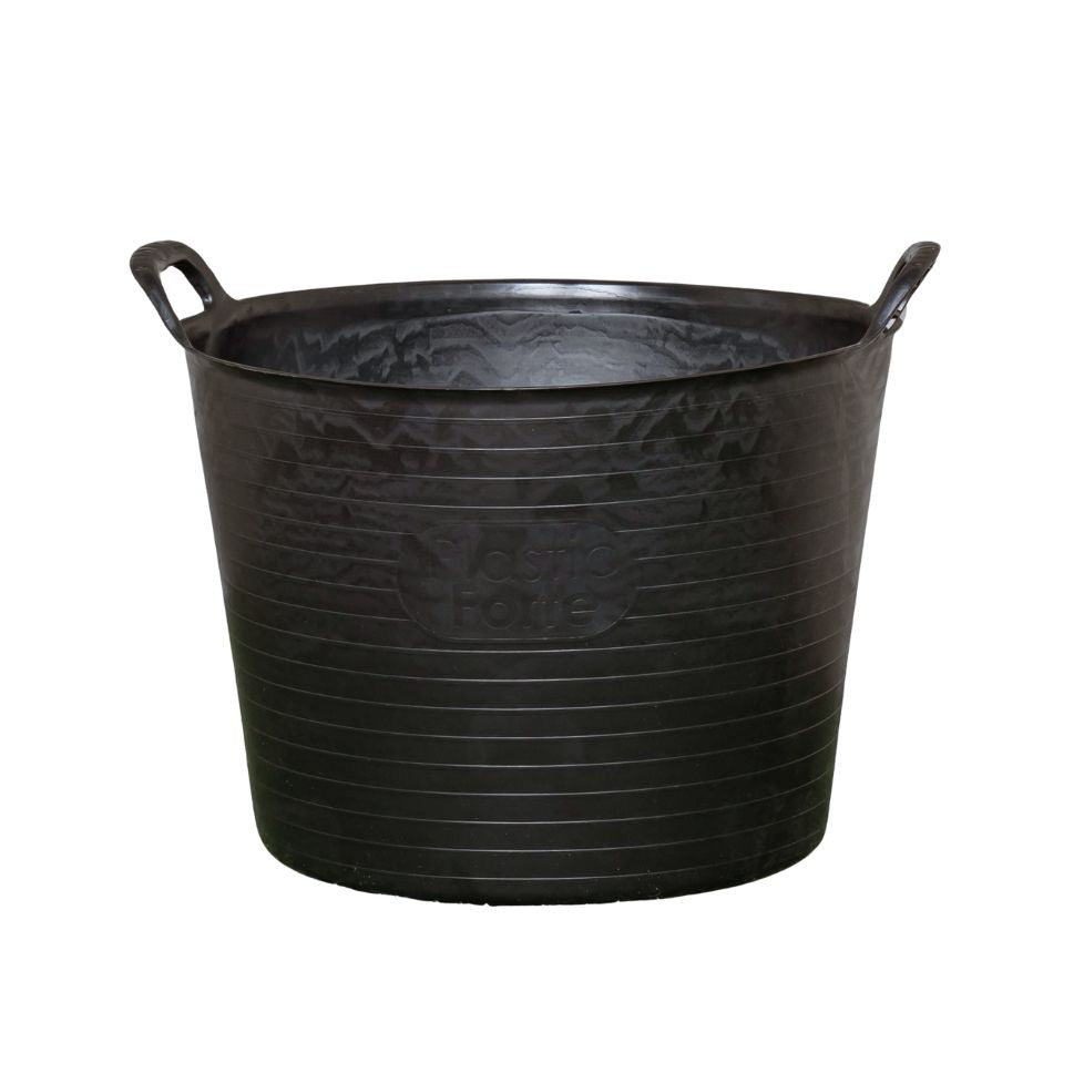 38 x 45cm Large Black Plastic Tub Bucket with 42 Litre Capacity & Carry Handles