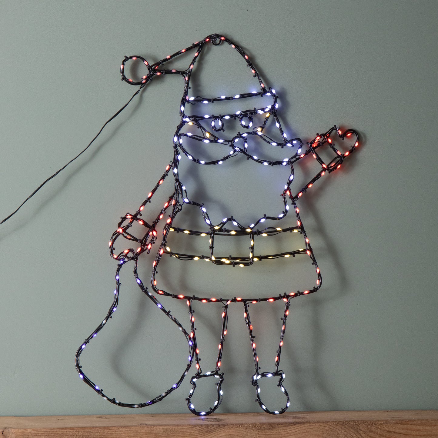 59cm x 45cm Light up FlexiBrights Christmas Santa Silhouette with 237 Multi-Coloured LEDs