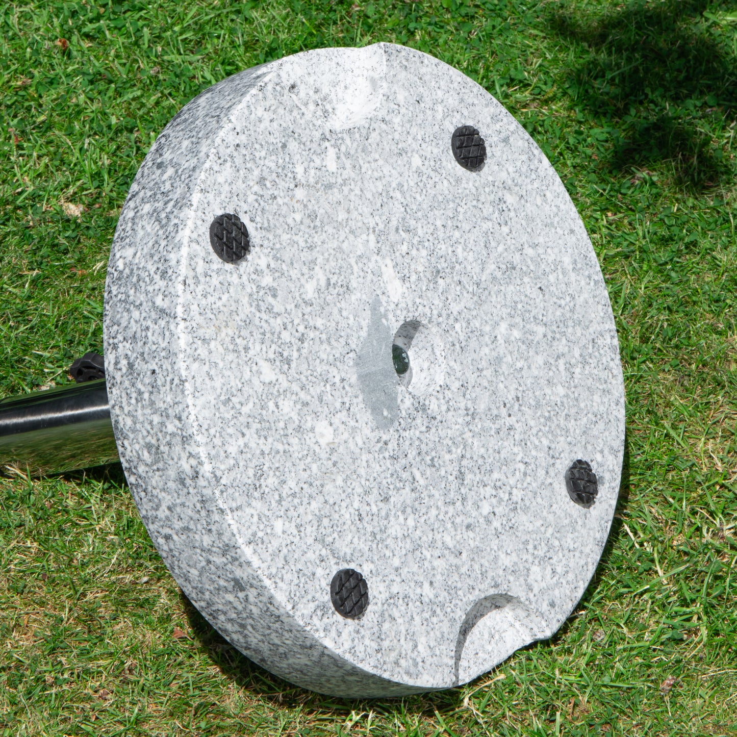 25kg Round Granite Garden Parasol Umbrella Base Weight Stainless Steel Pole