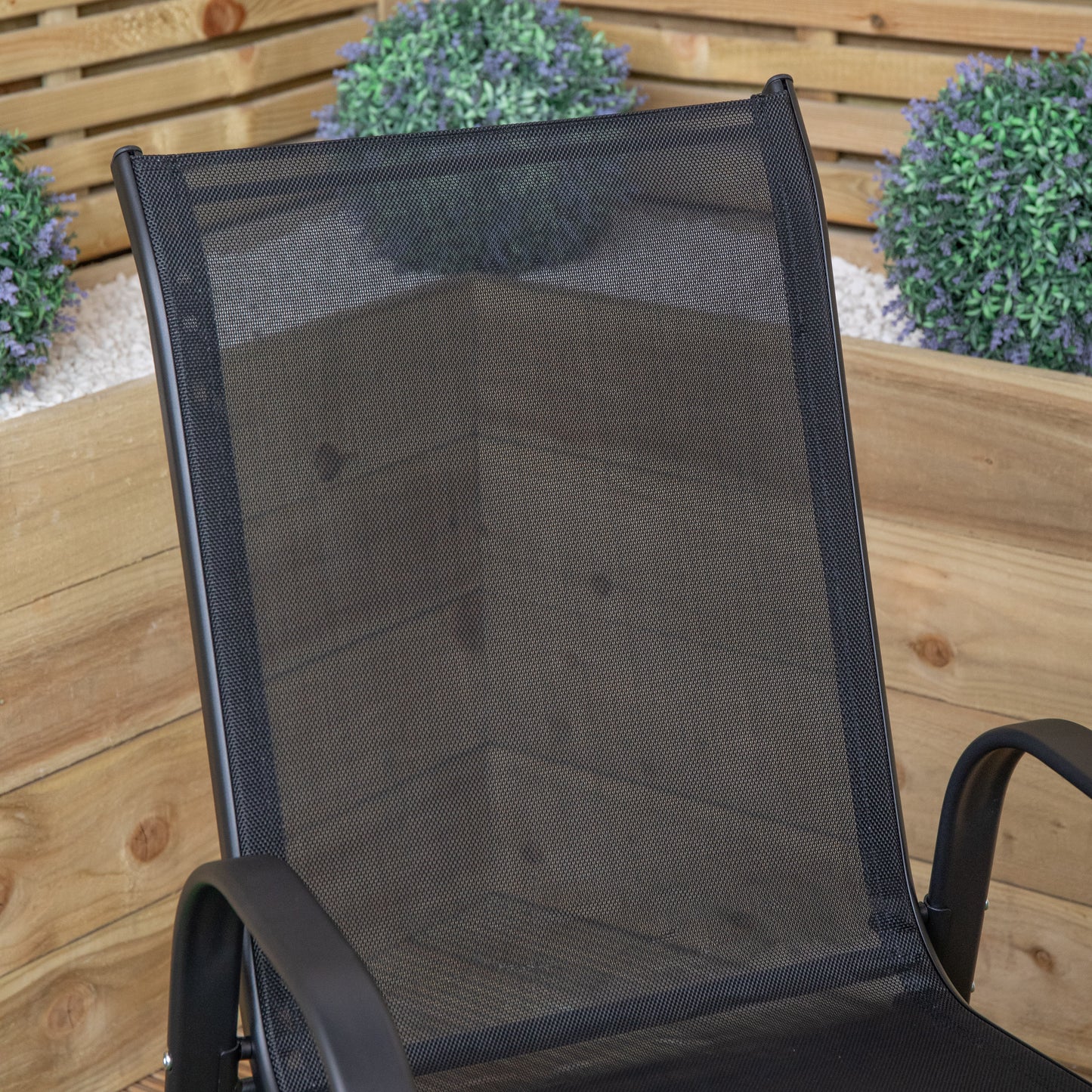 Set of 6 Outdoor Garden Patio Textilene Furniture Chairs in Black
